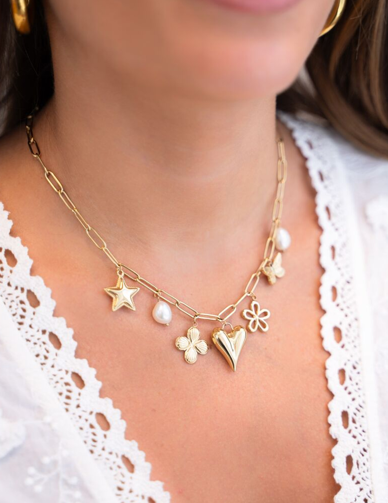 My Jewellery Schakelketting met bedels MJ11319 Zilver