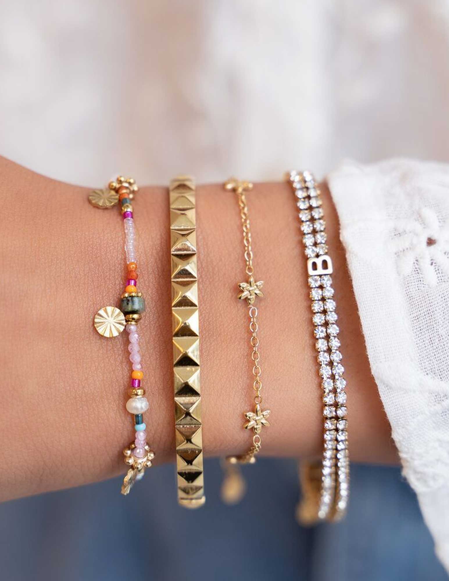 My Jewellery Armband met bloemen MJ07965 Zilver