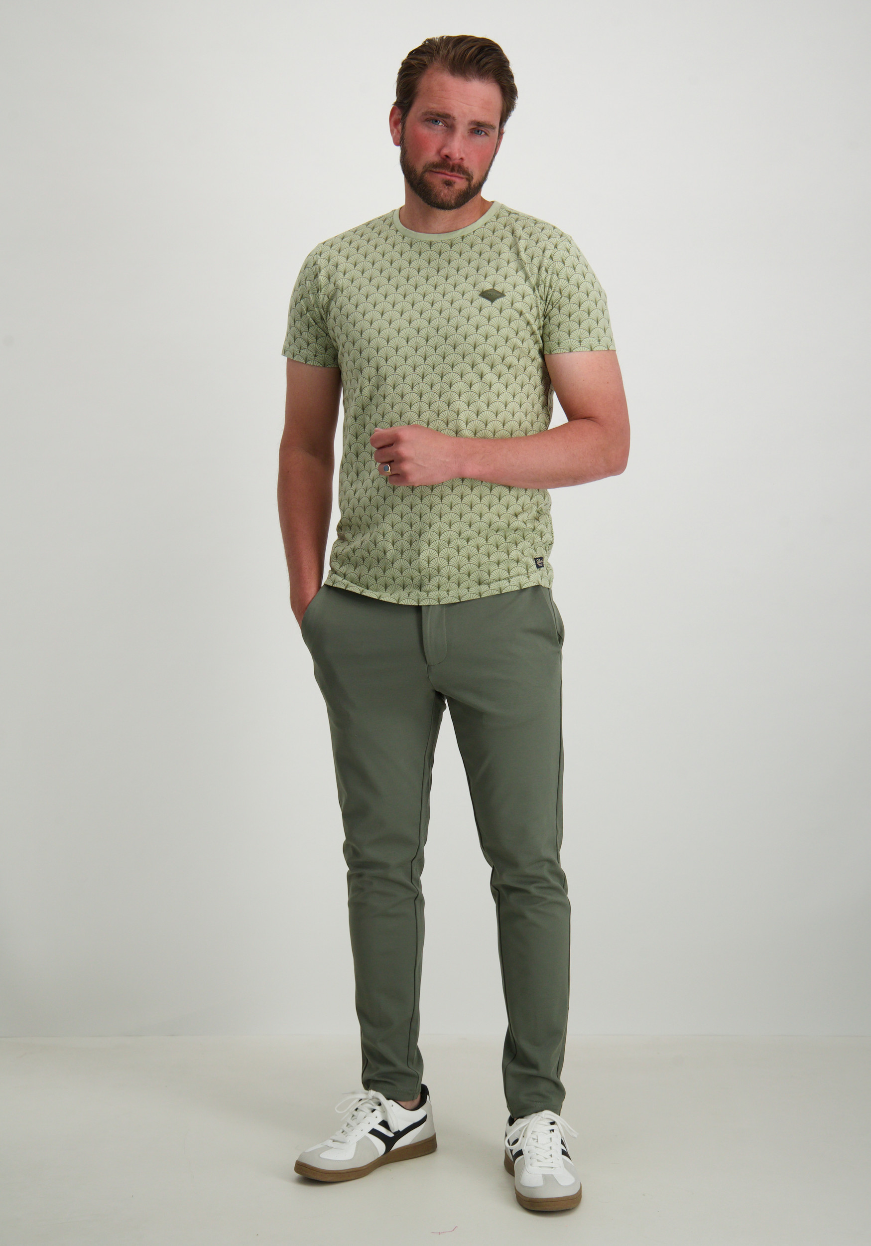 Petrol T-shirt all-over patroon M-1050-TSR158 Licht groen