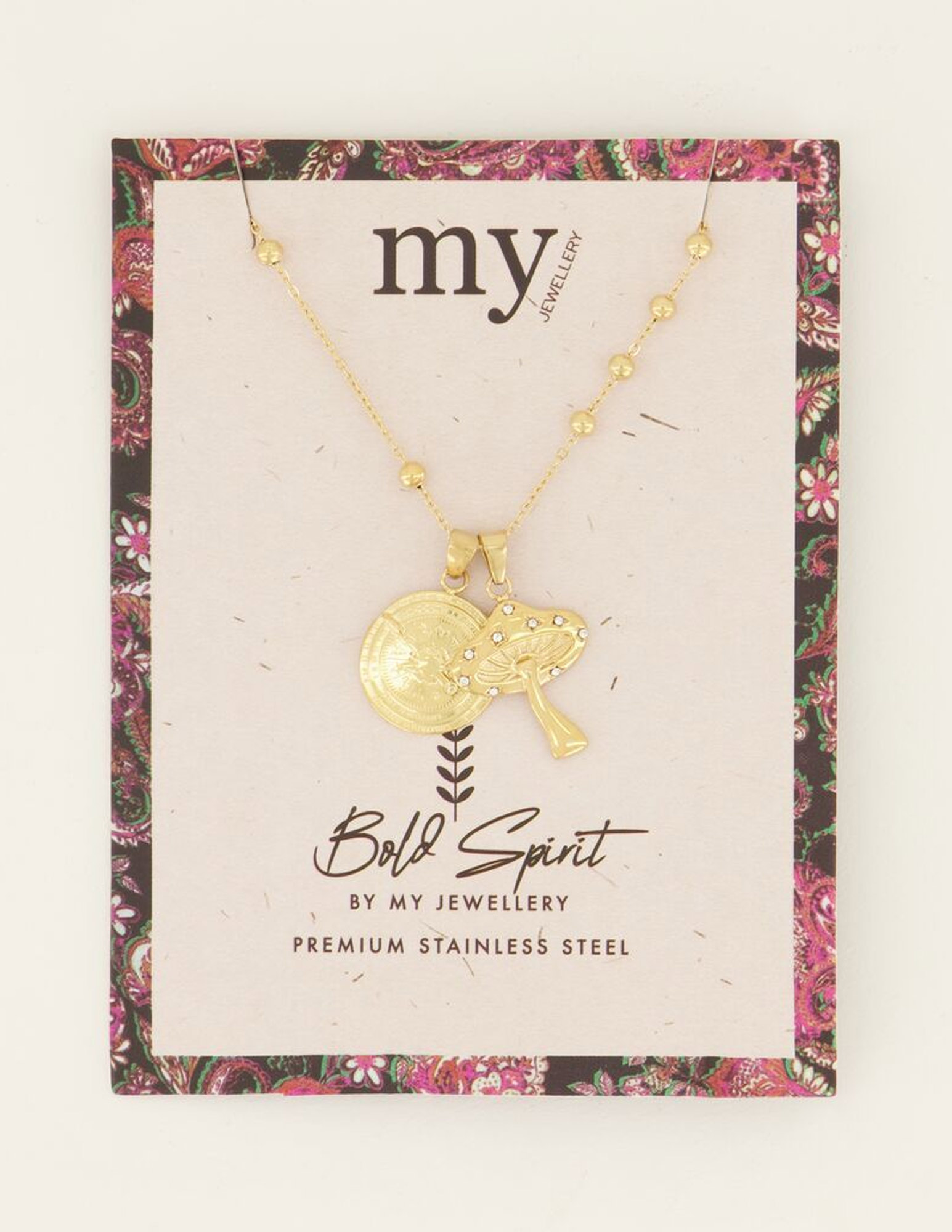 My Jewellery Ketting met munt en paddestoel MJ07631 Goud