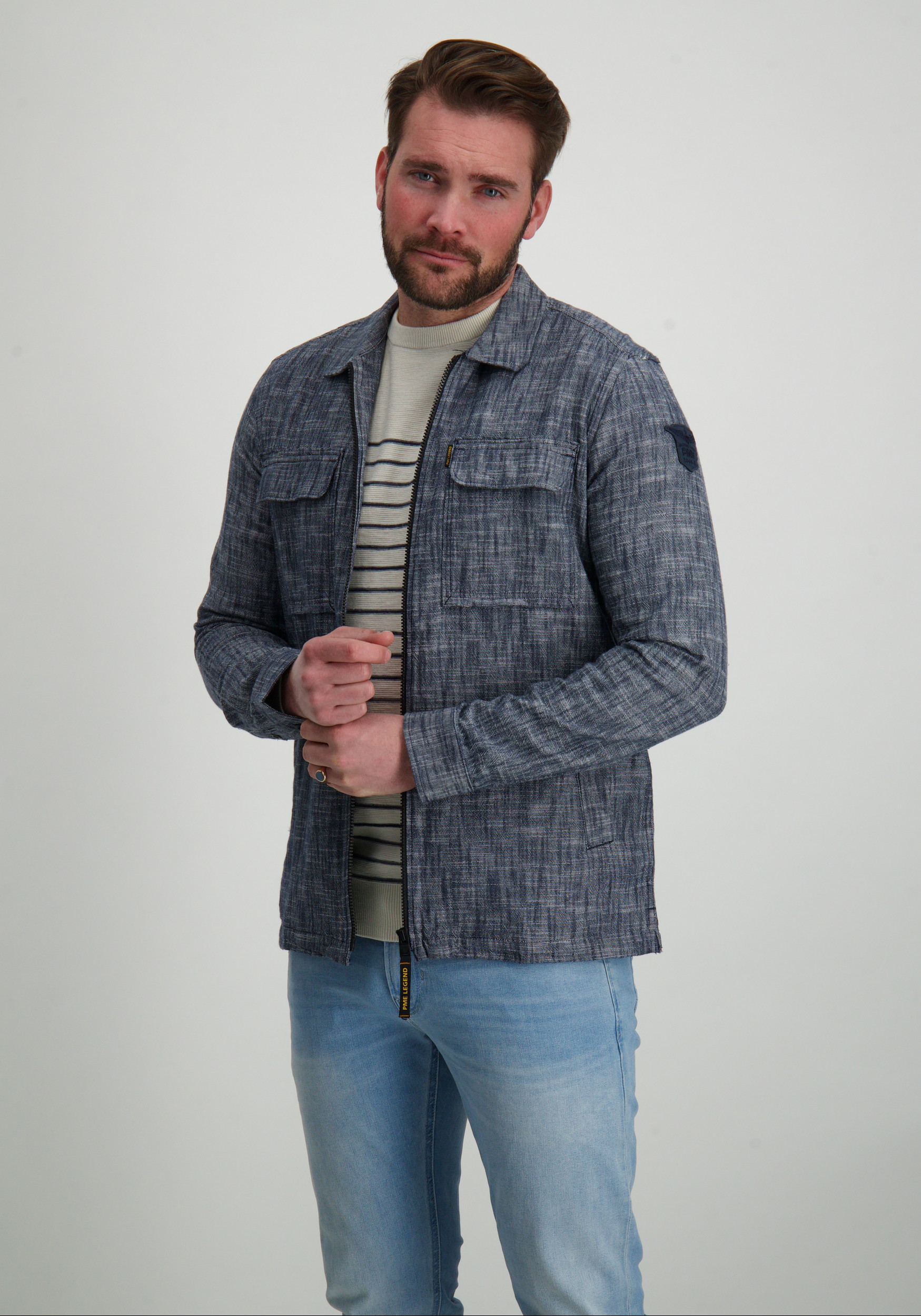 PME Legend Overshirt PSI2502228 Donker blauw