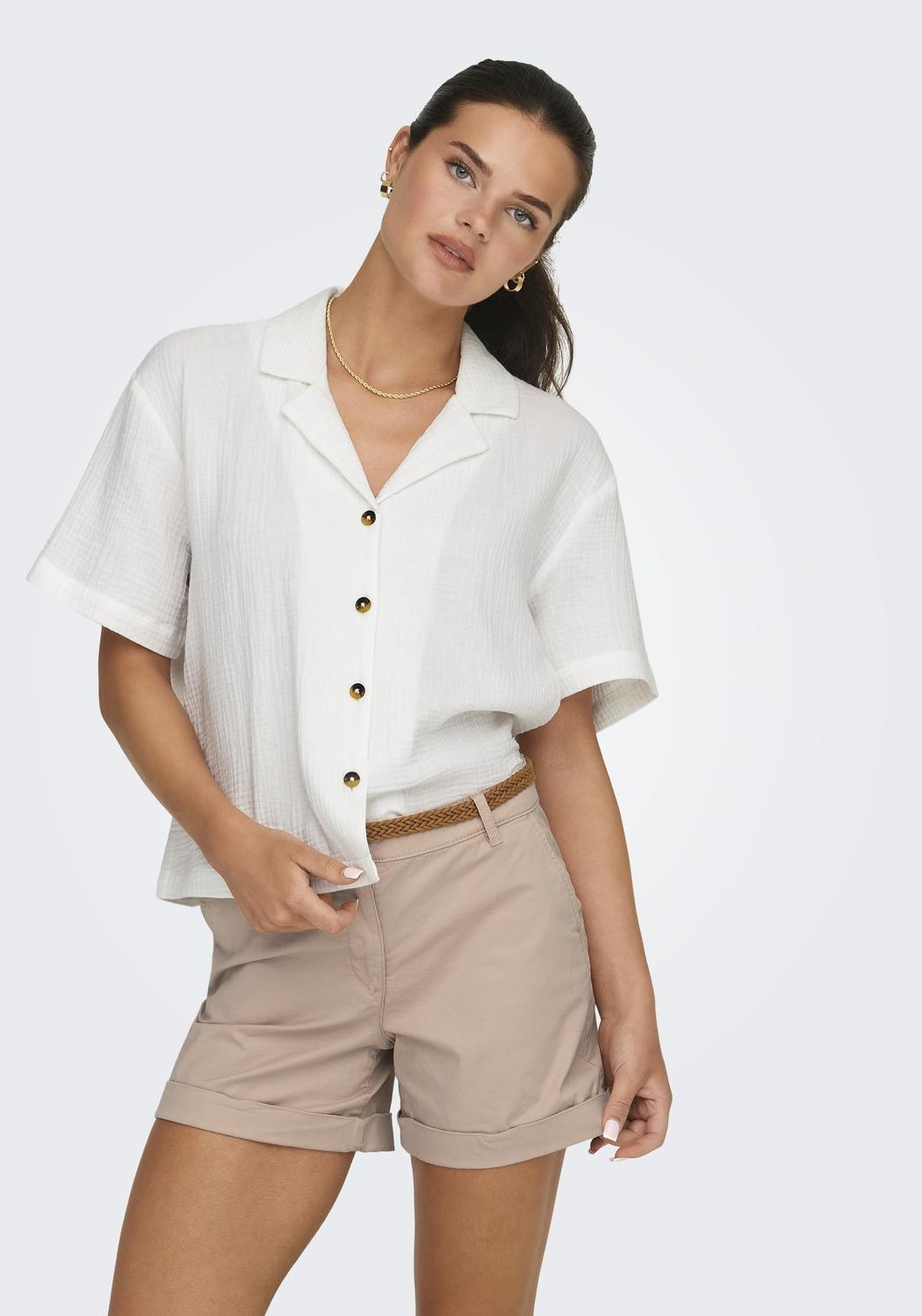 Jacqueline de jonge Blouse korte mouw Theis 15319565 Wolwit-ecru