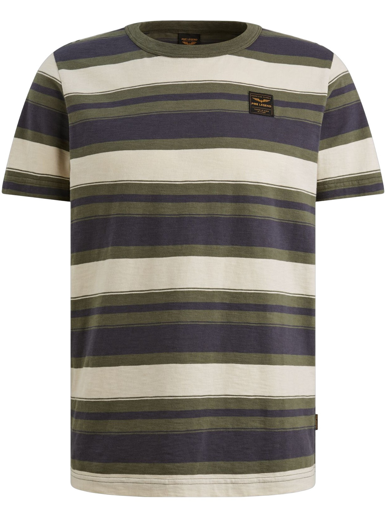 PME Legend T-shirt gestreept PTSS2603589 Donker groen