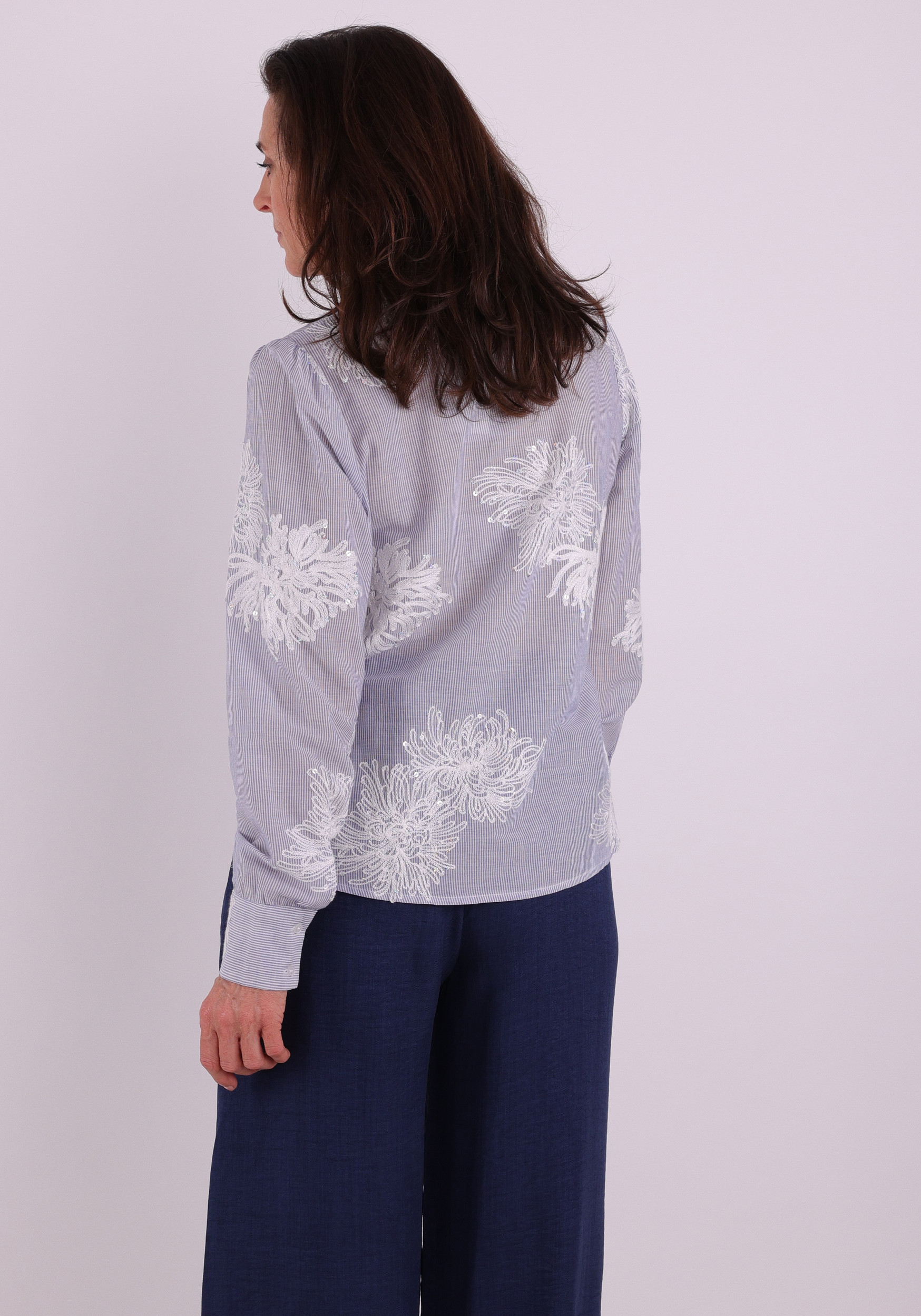 Geisha Blouse Embroidered flowers 63143-21 Raf blauw