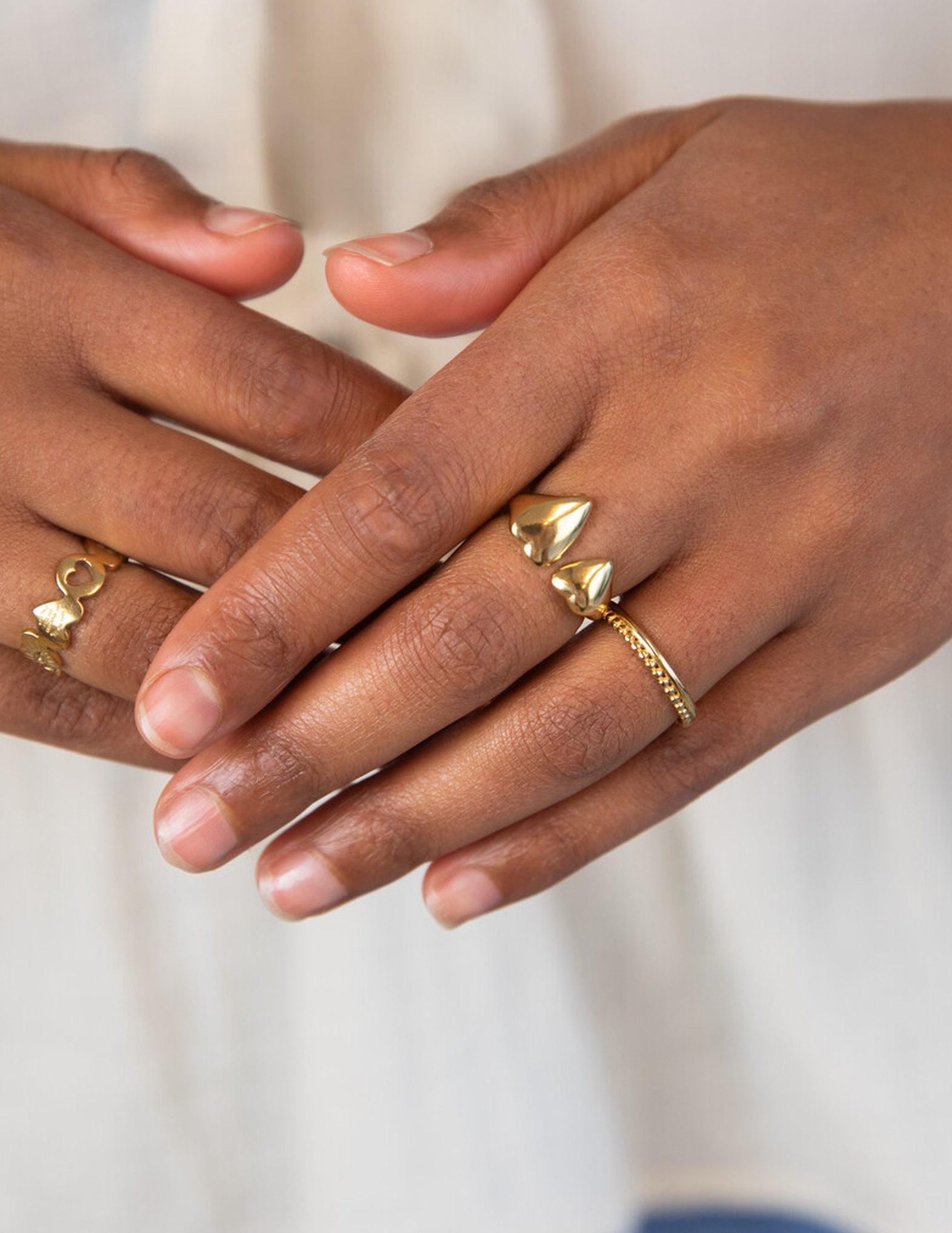 My Jewellery Bold ring met twee hartjes MJ12556 Goud