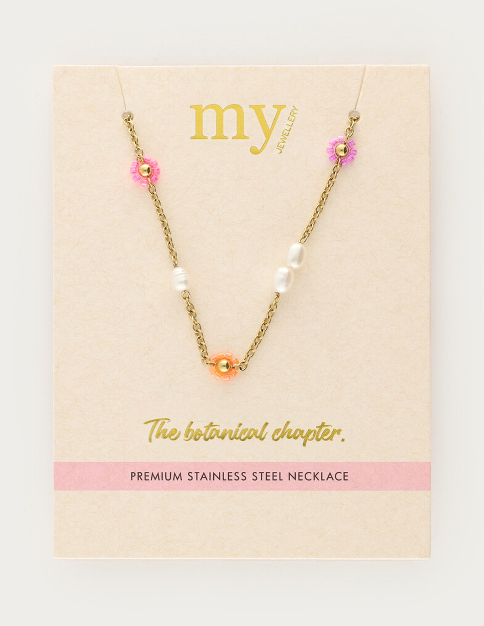 My Jewellery Botanical ketting met bloemen en zoetwaterparels MJ15390 Goud