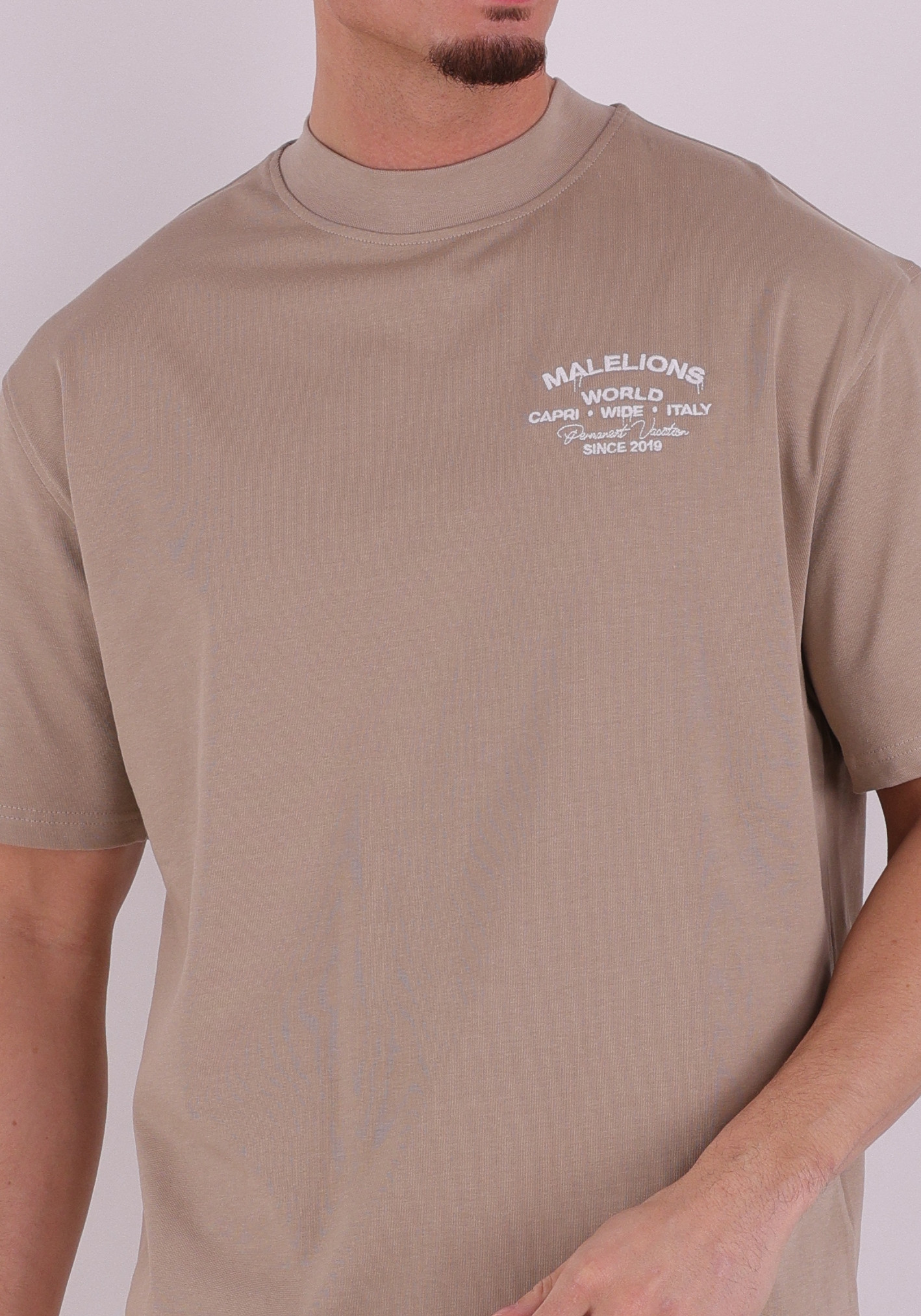 Malelions T-shirt Permanent Vacation MMB30026061 Licht bruin