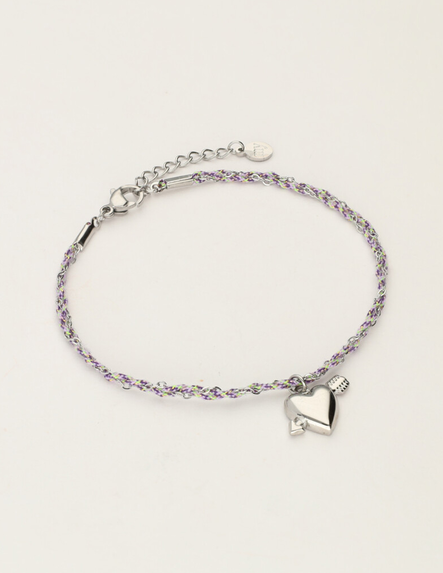 My Jewellery Sunrocks koord armband cupido hart MJ12209 Zilver