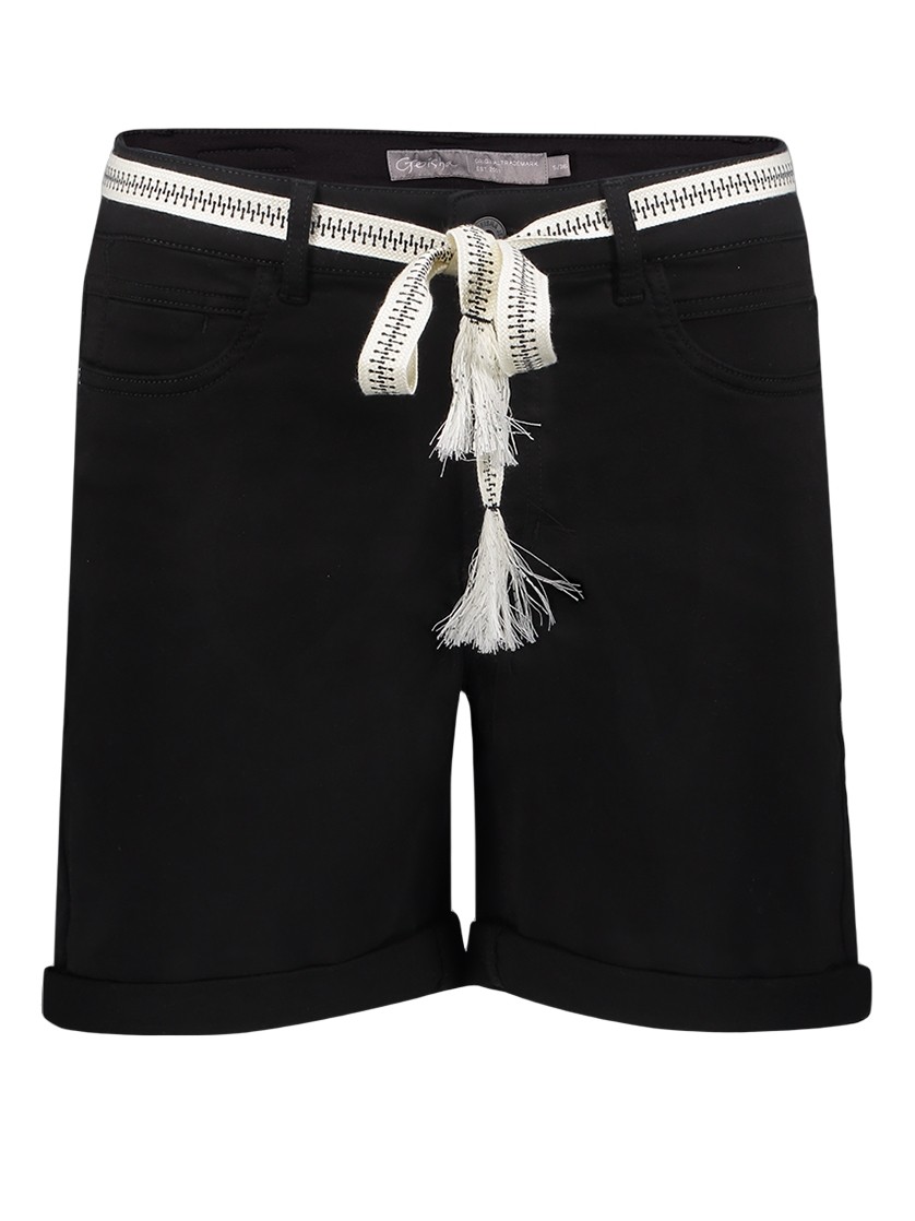 Geisha Korter broek met ceintuur 61315-10 Zwart