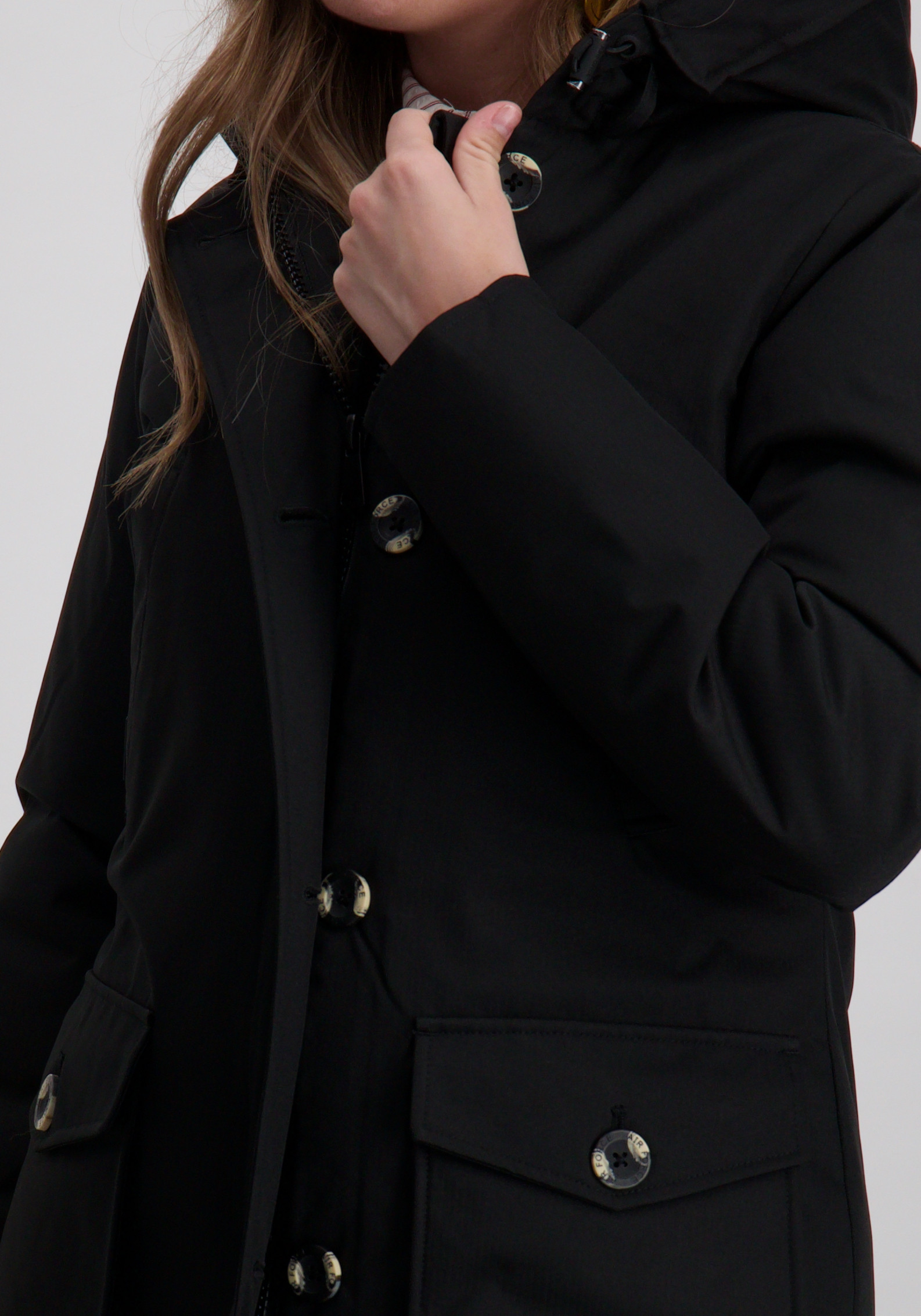 AIRFORCE Winterjas 4 Pocket Parka Herringbone HRW0437 Zwart