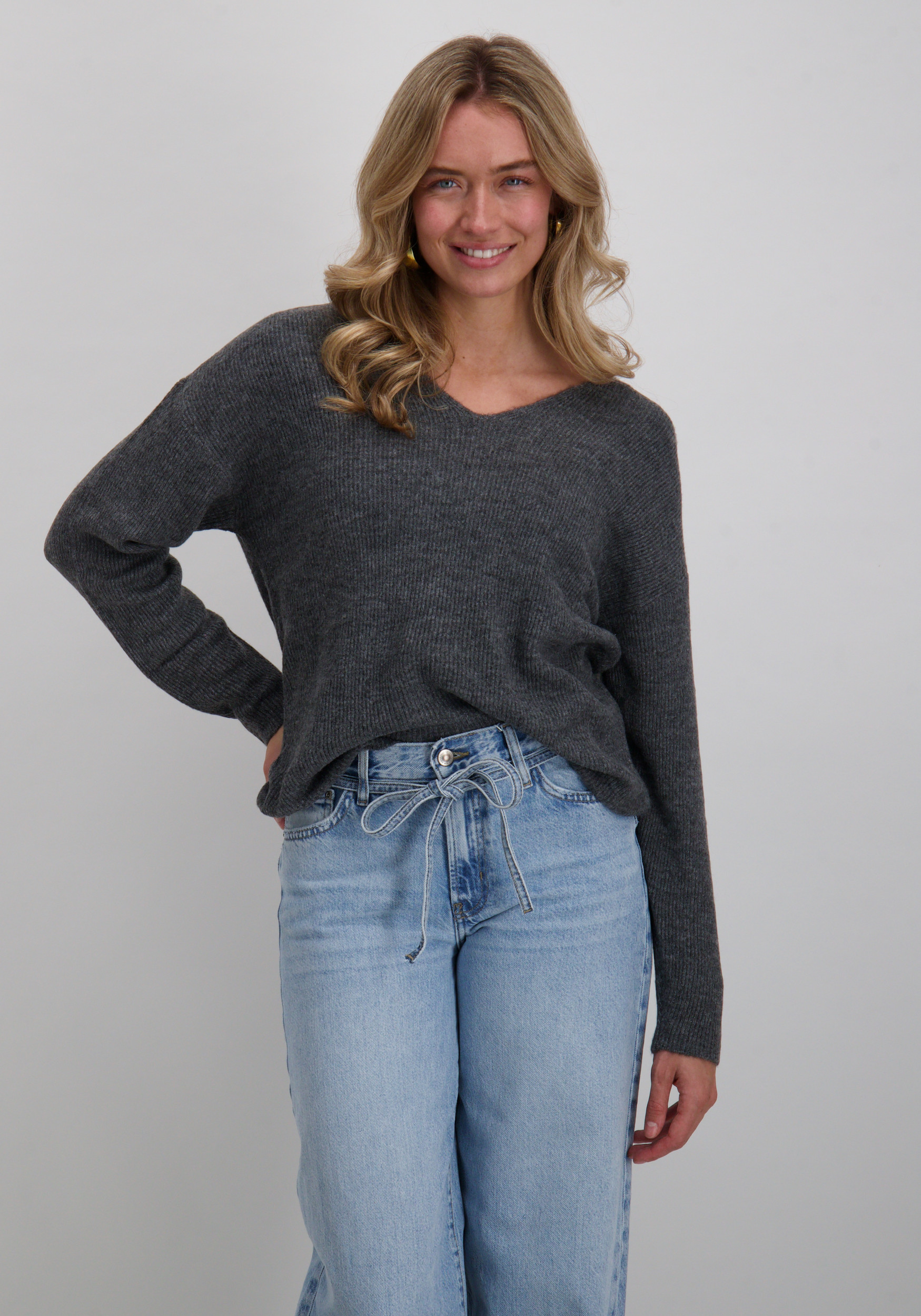 Vero moda Trui Crewlefile 10233357 Midden grijs