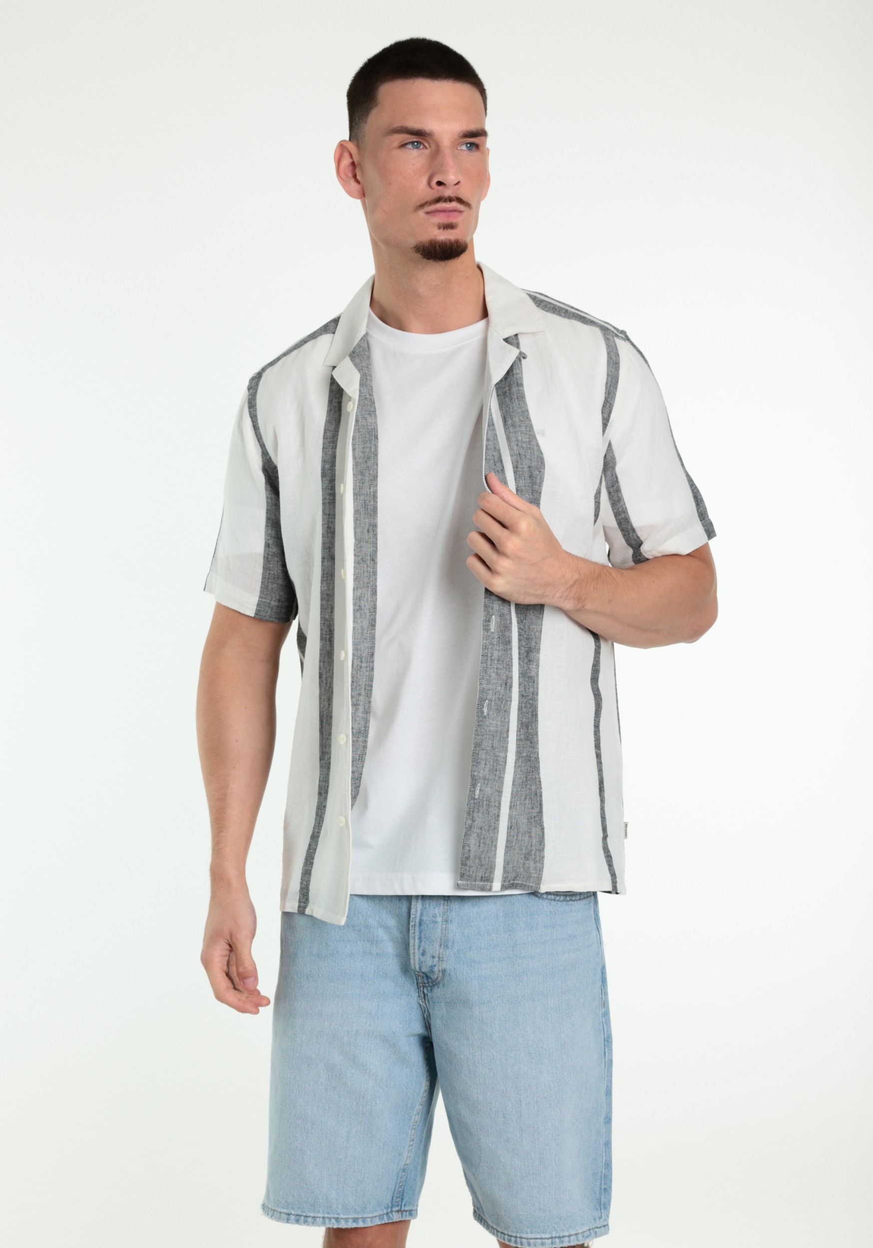 ONLY & SONS Overhemd Caiden met strepen 22026109 Wit