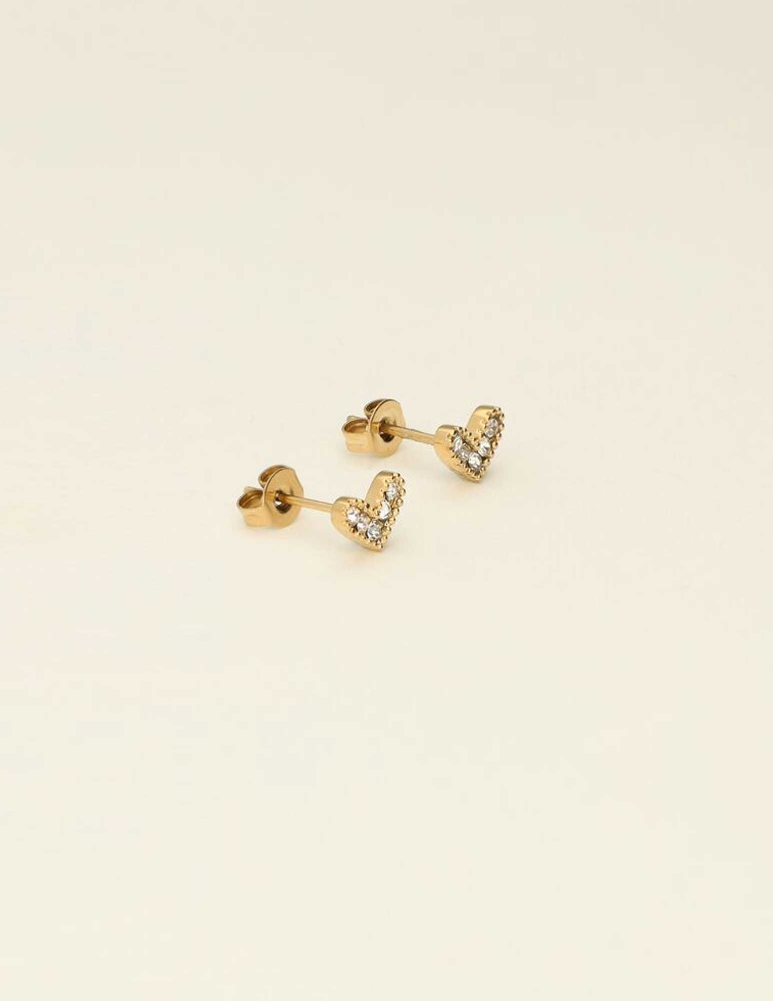 My Jewellery Mystic studs hartje met steentjes MJ09442 Goud