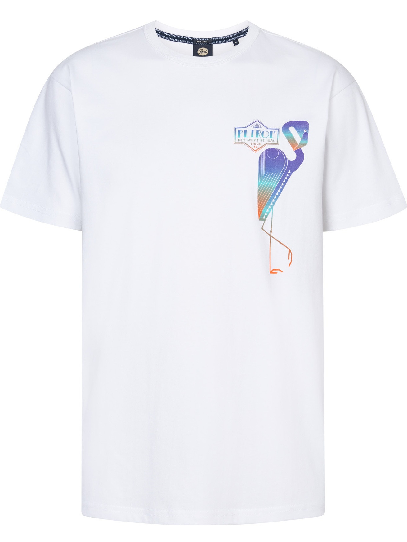 Petrol T-shirt met opdruk M-1050-TSR648 Wit