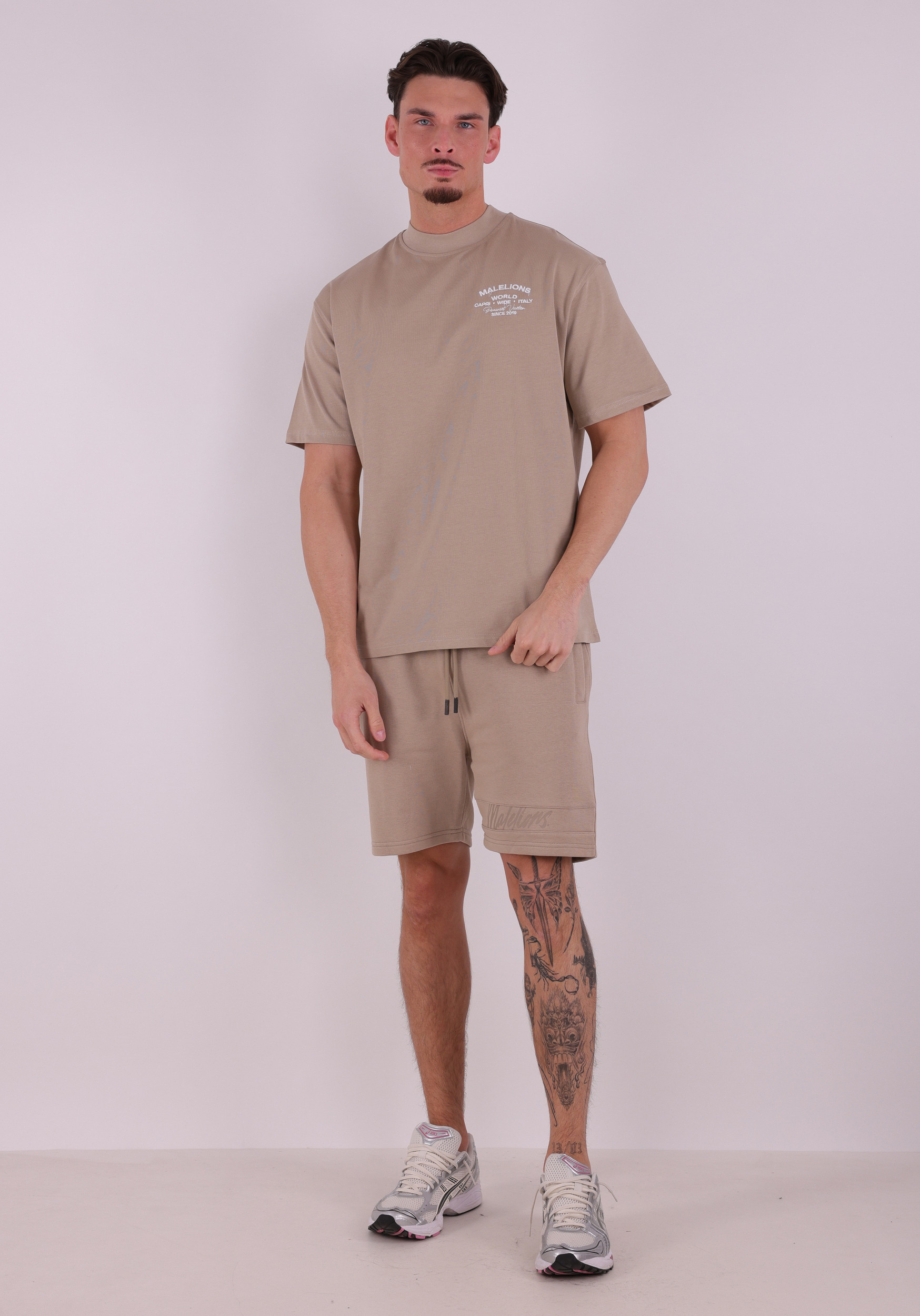 Malelions T-shirt Permanent Vacation MMB30026061 Licht bruin