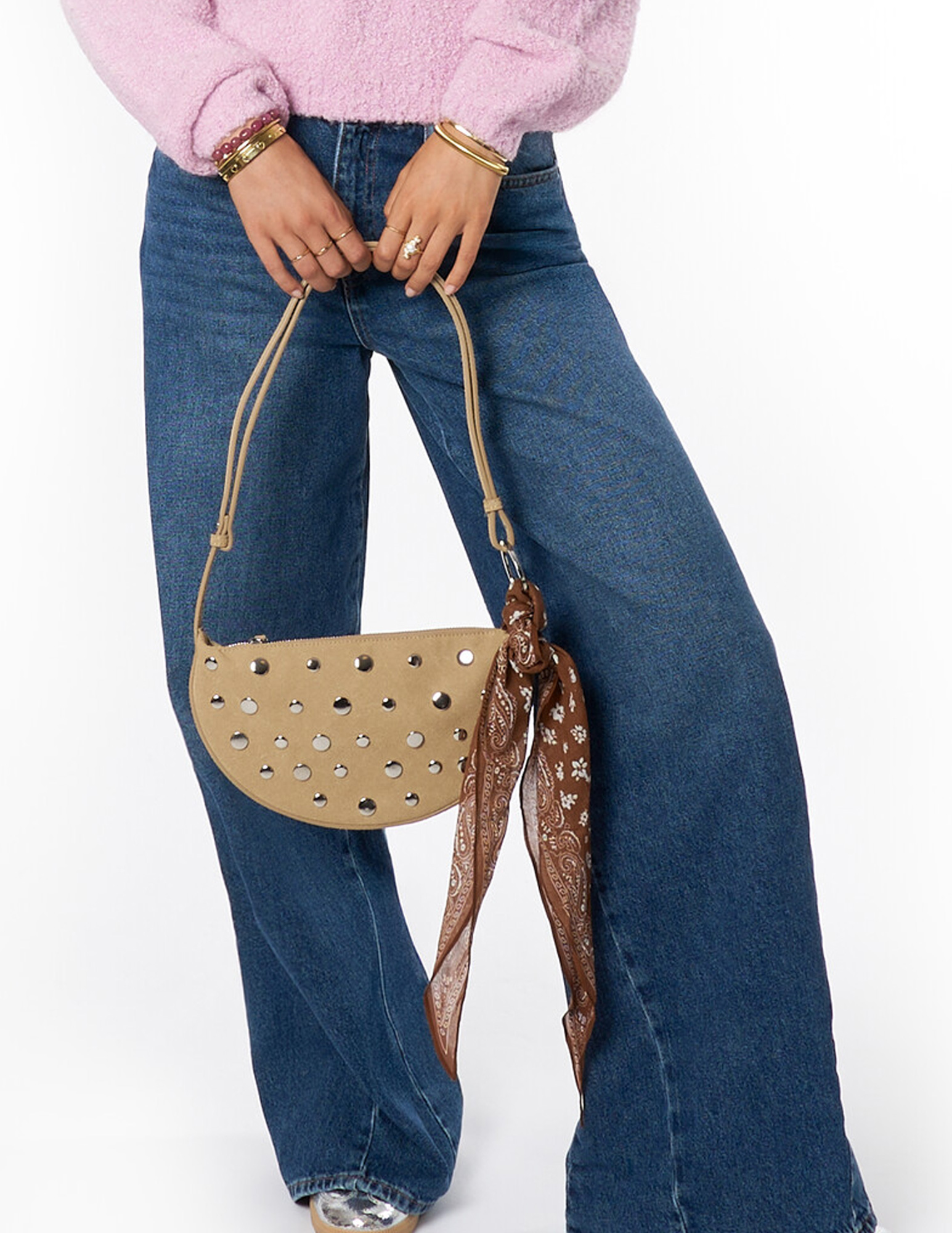 My Jewellery Crossbody tas met studs MJ14748 Beige