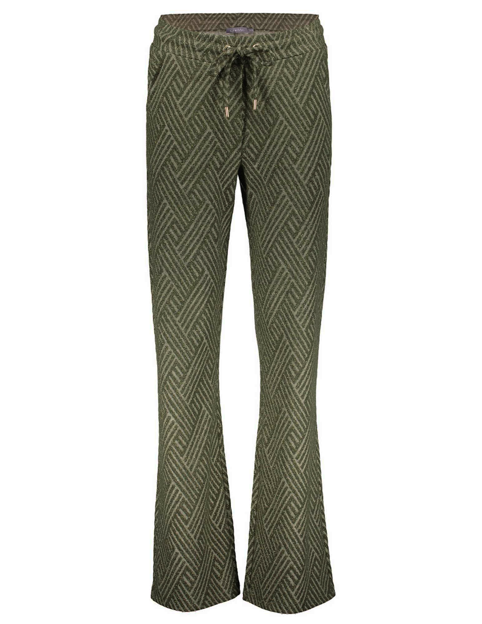 Geisha Flared broek met print 31870-47 Midden groen