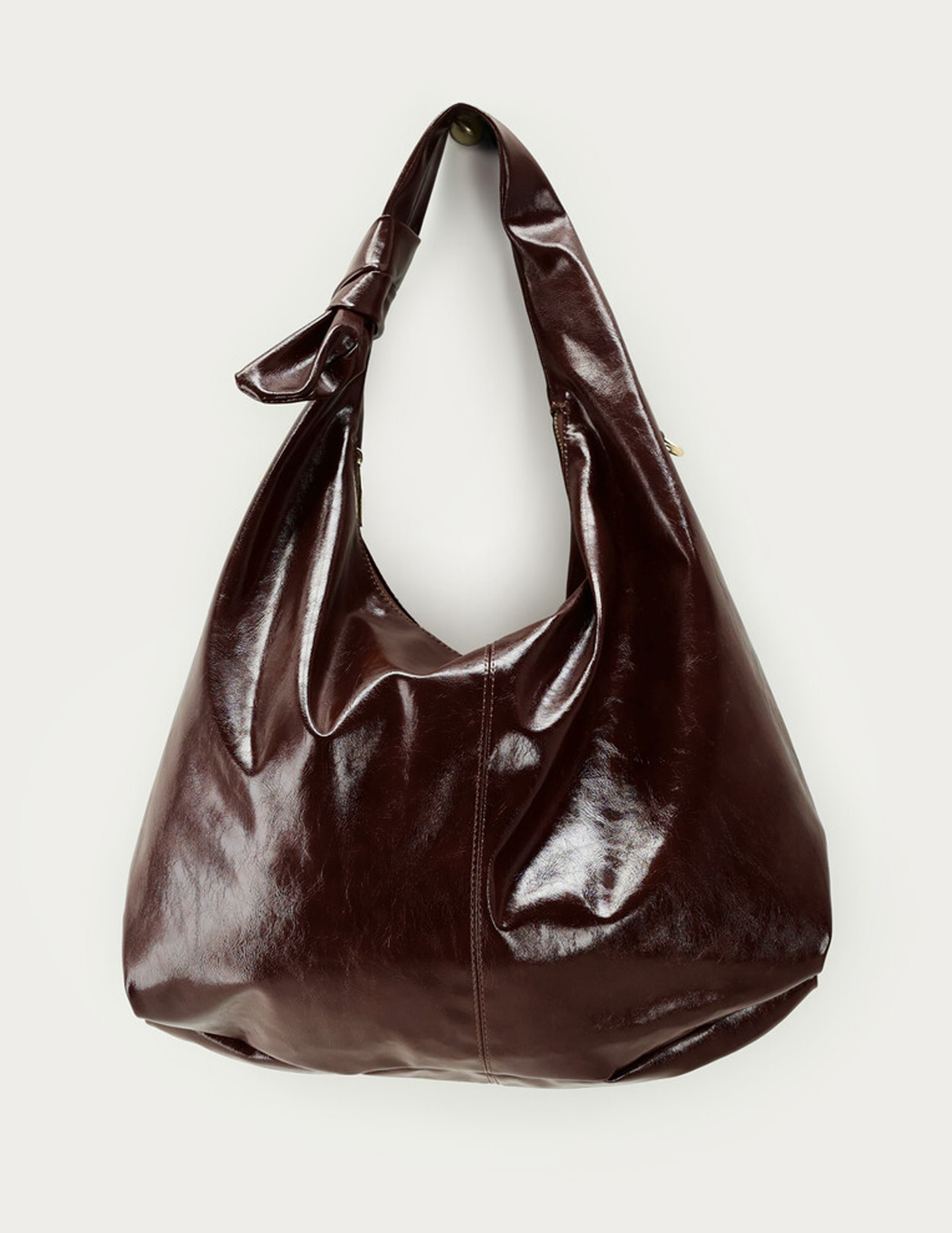 My Jewellery PU schoudertas met knoop MJ15232 Donker bruin