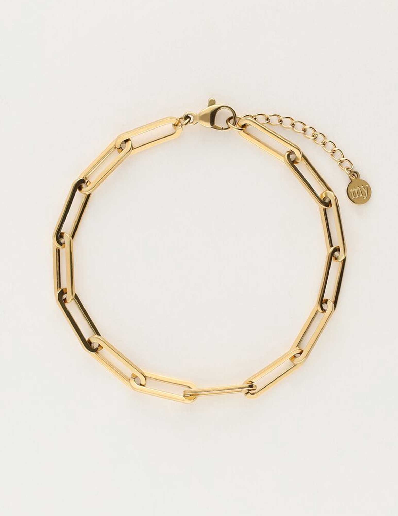 My Jewellery Armband met grote vierkante schakels MJ10401 Goud