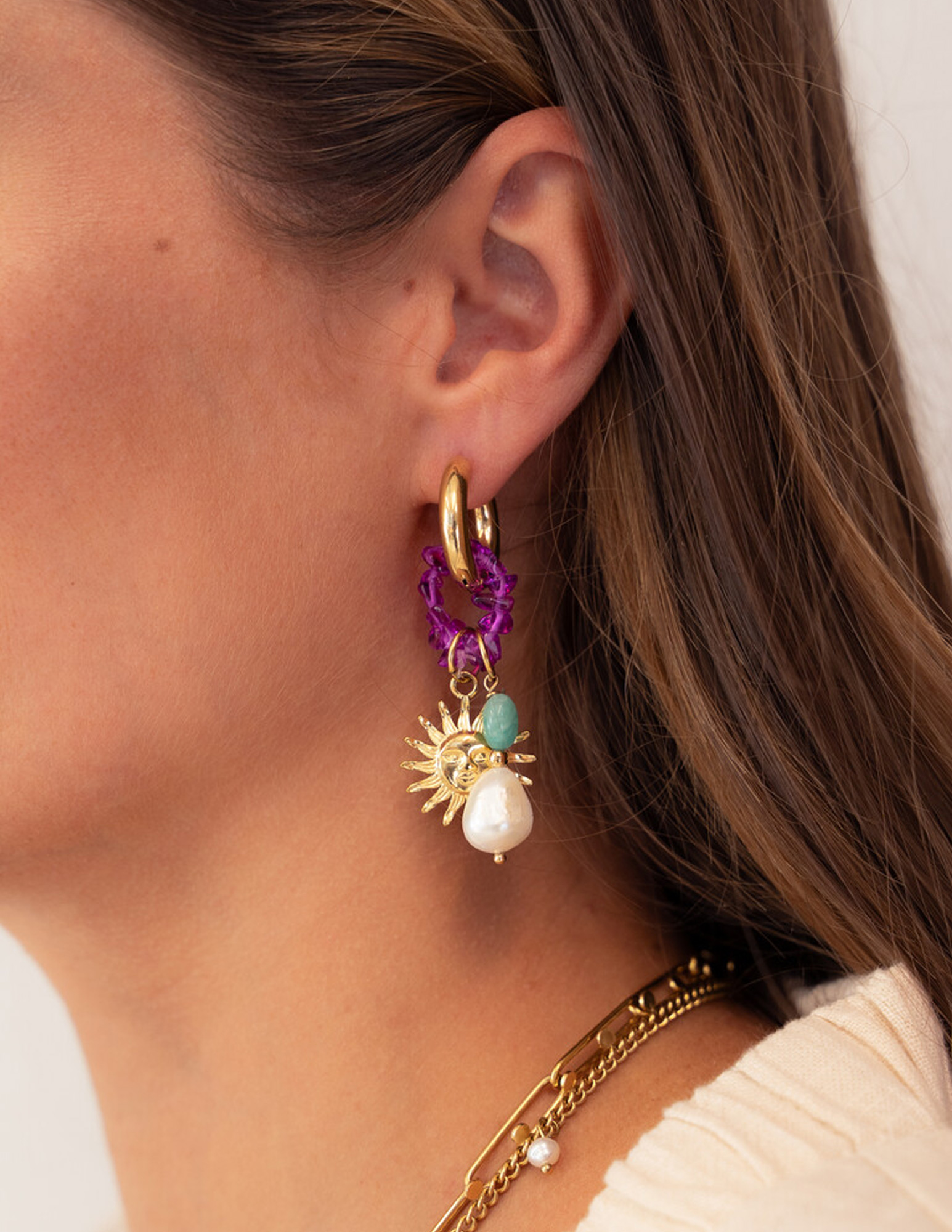 My Jewellery Fruits de Mer oorringen met zon MJ13169 Goud