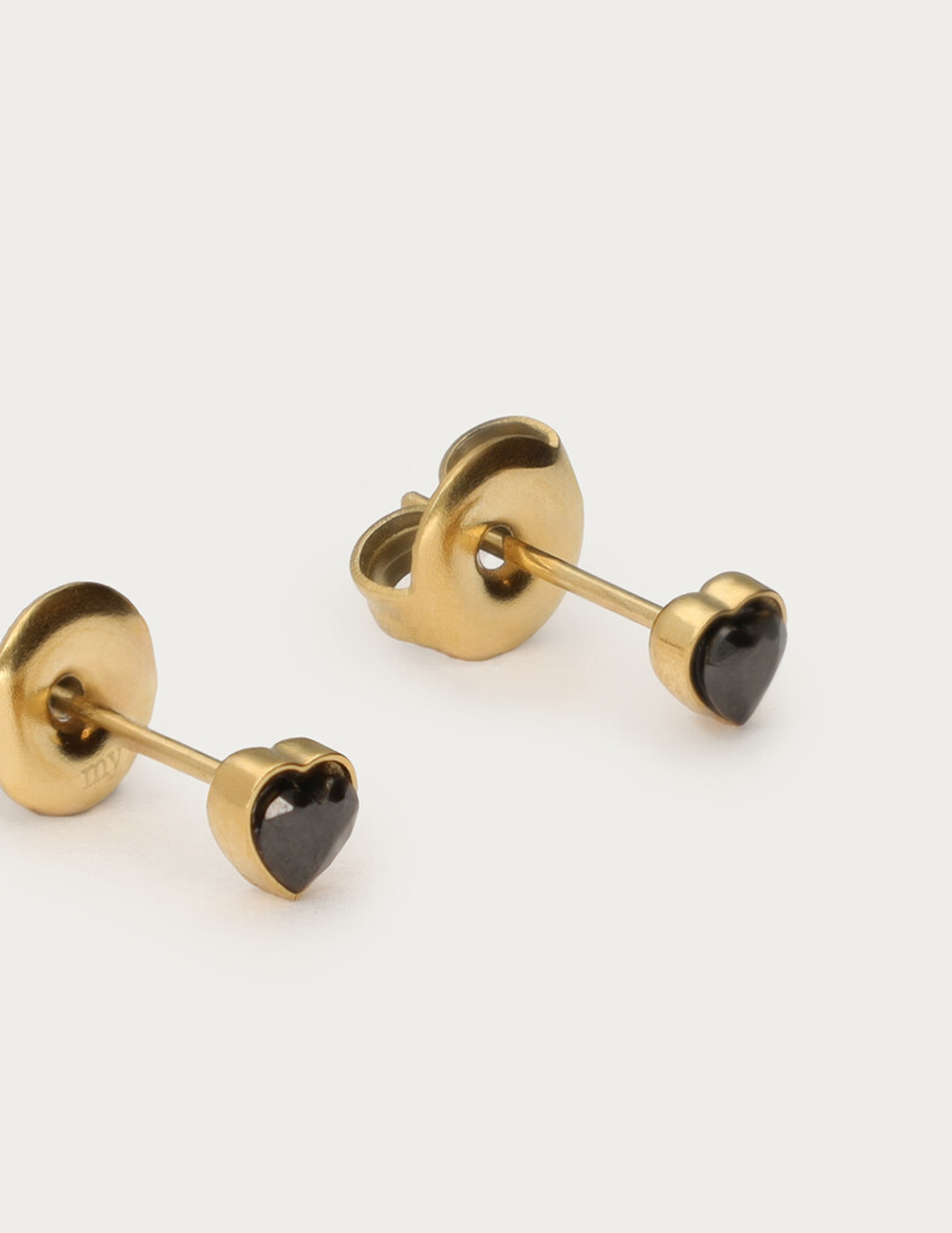 My Jewellery Studs met zwart strass hartje MJ14843 Goud