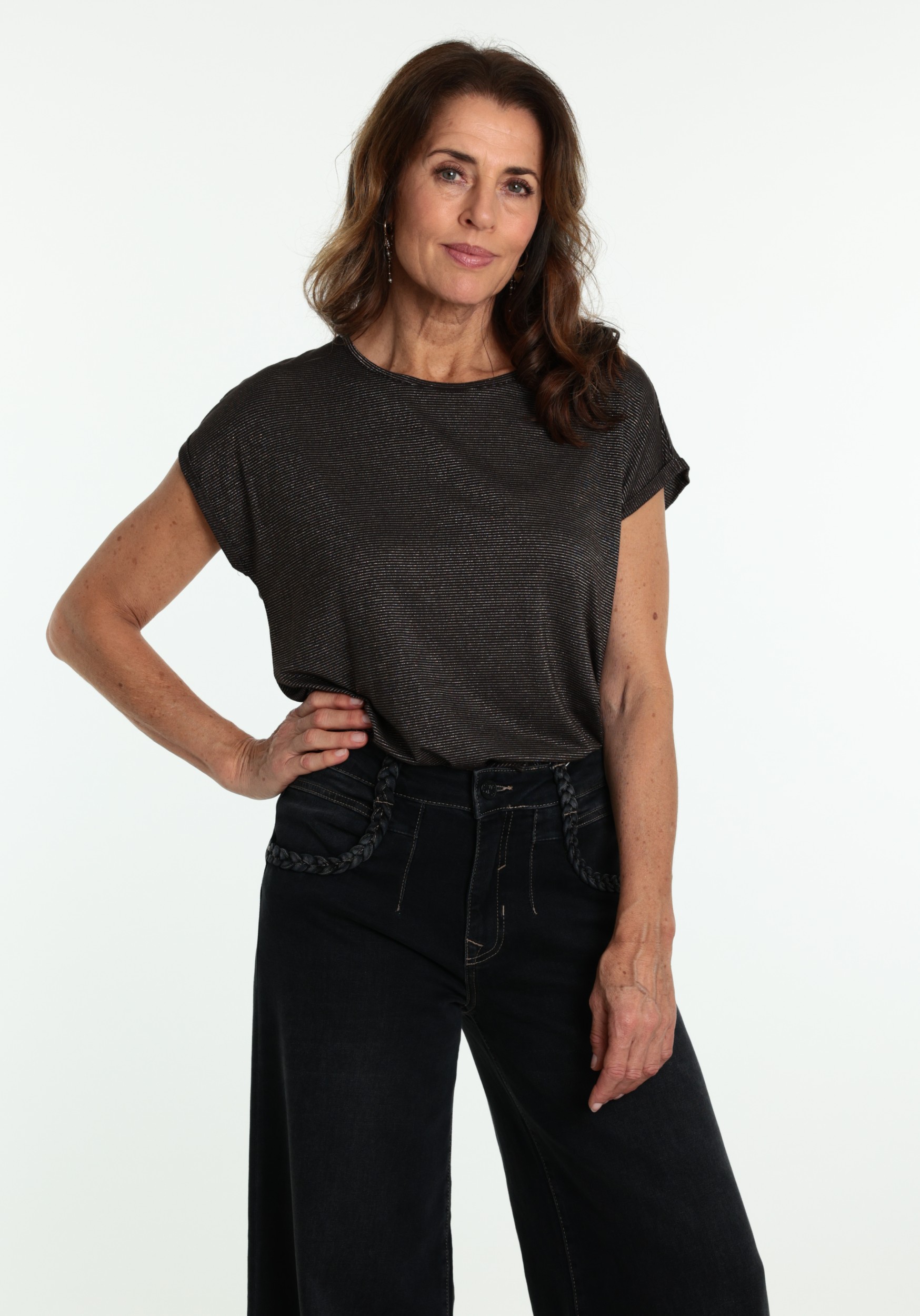 VERO MODA T-shirt Lava glitter 10250488 Donker bruin