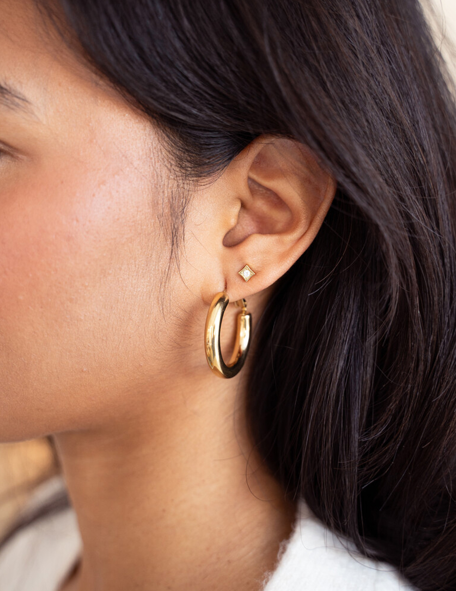 My Jewellery Studs vierkant met strass MJ12108 Goud