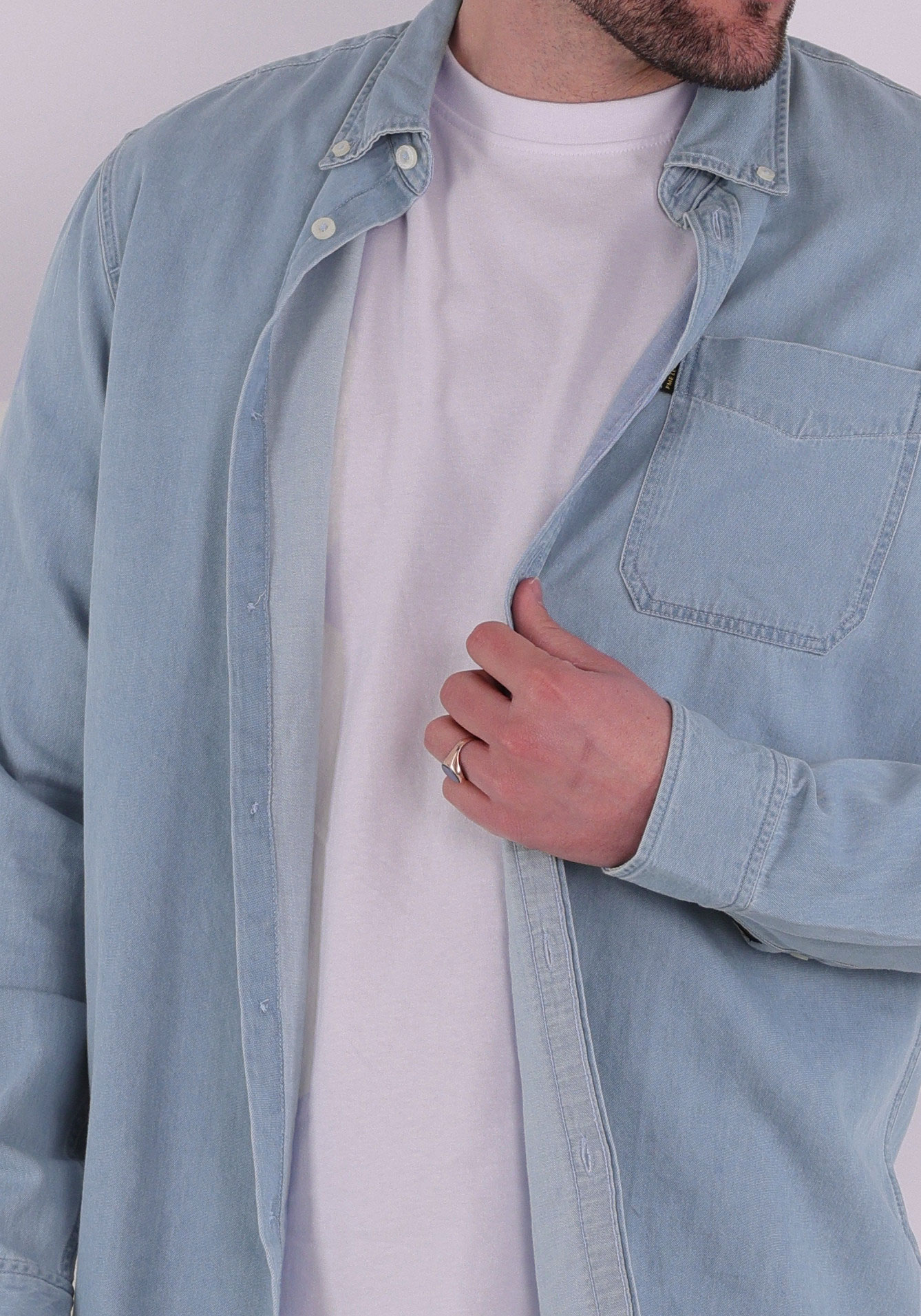 PME Legend Overhemd denim PSI2602238 Licht blauw
