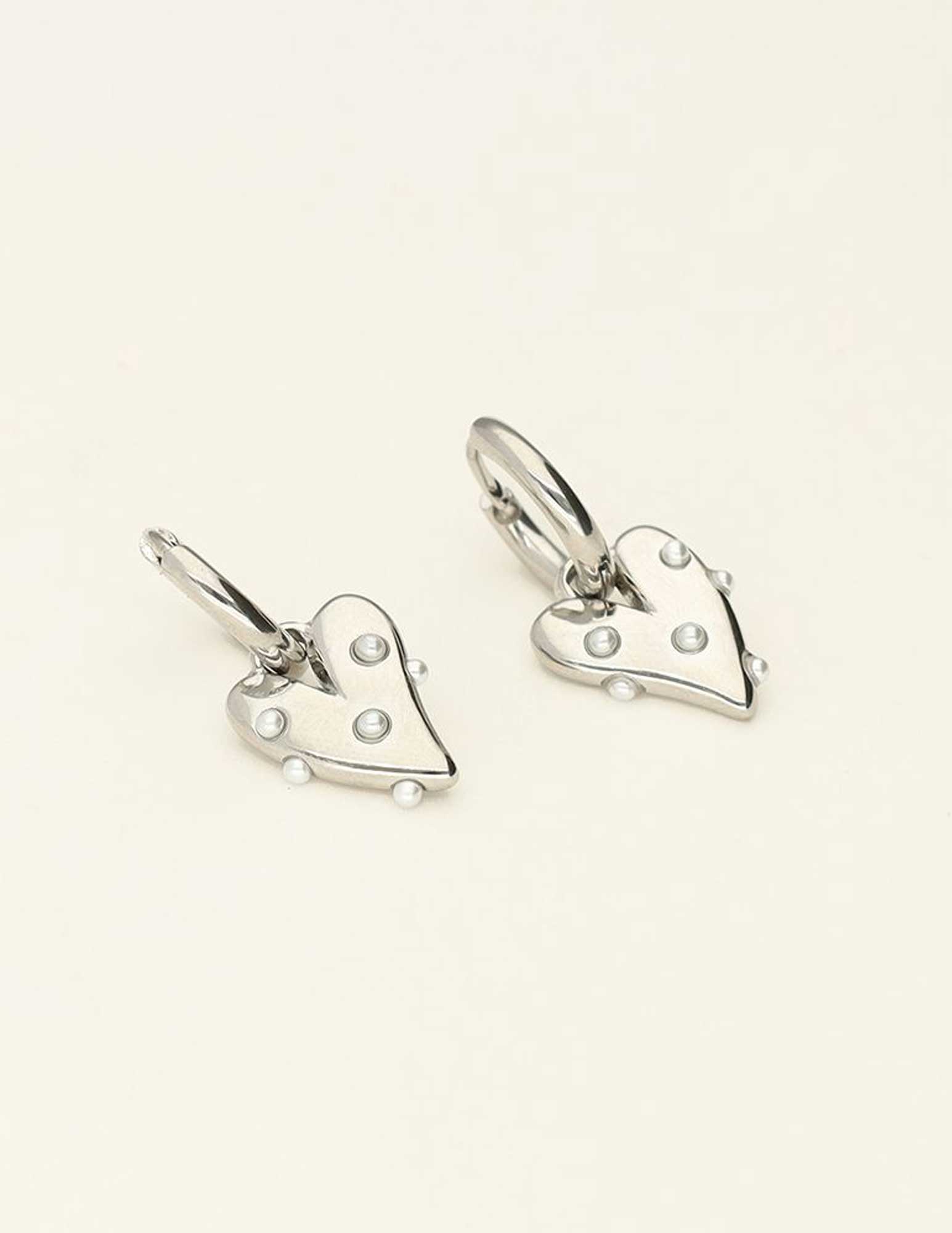 My Jewellery Oorbellen met hart en parels MJ09212 Zilver