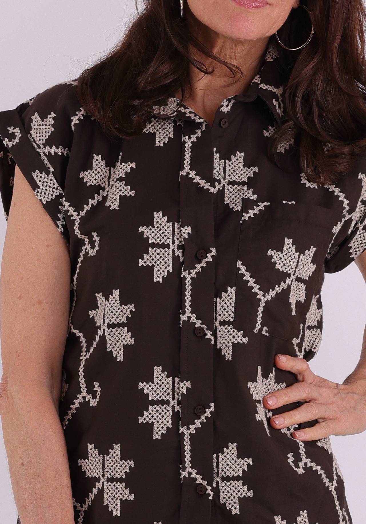 Geisha Blouse All-over print 63212-20 Bruin