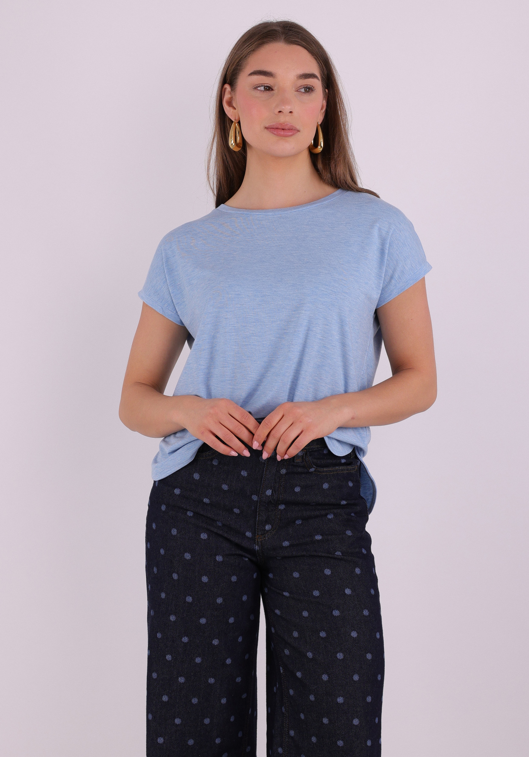 Ichi T-shirt Rebel  20109945 Licht Blauw