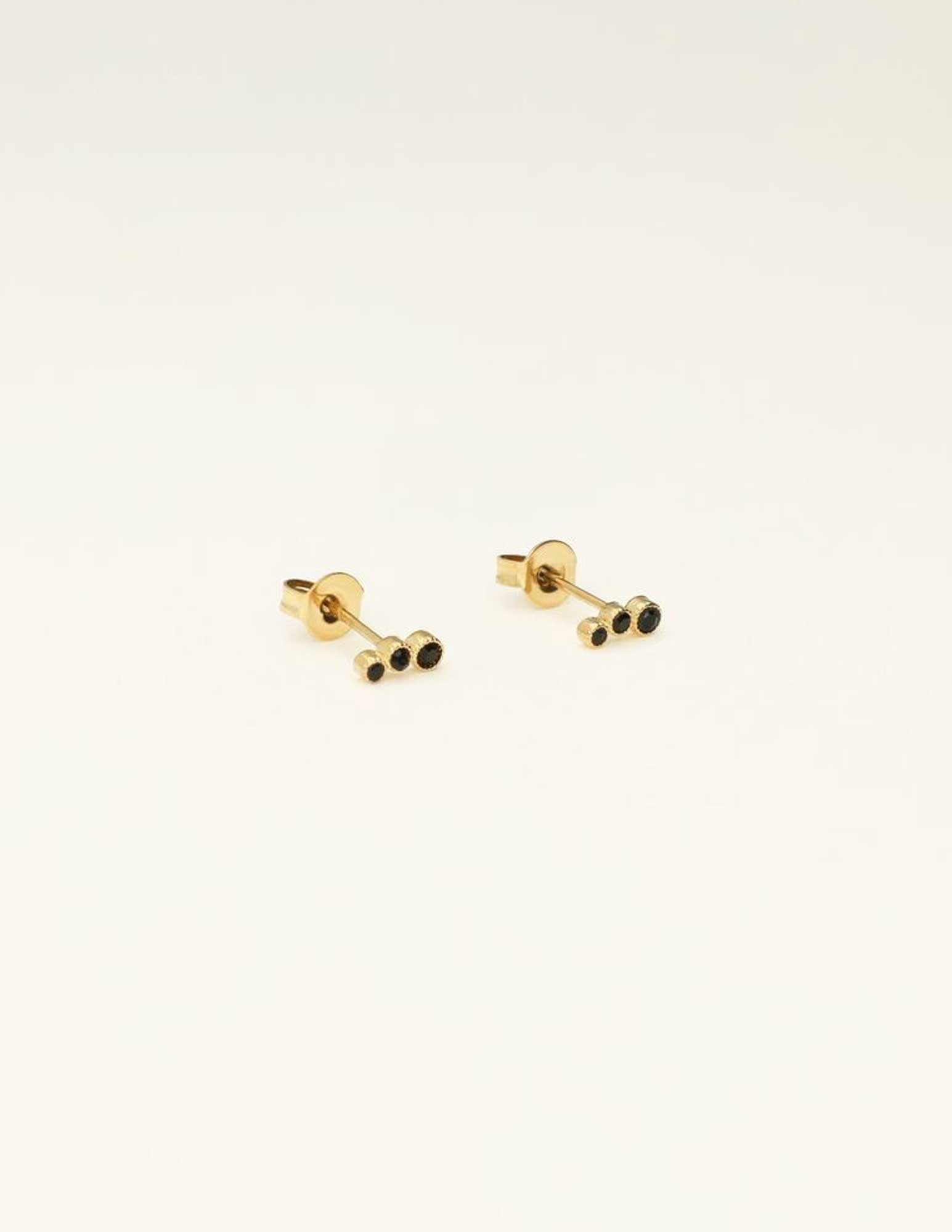 My Jewellery Studs zwarte strass MJ09484 Goud