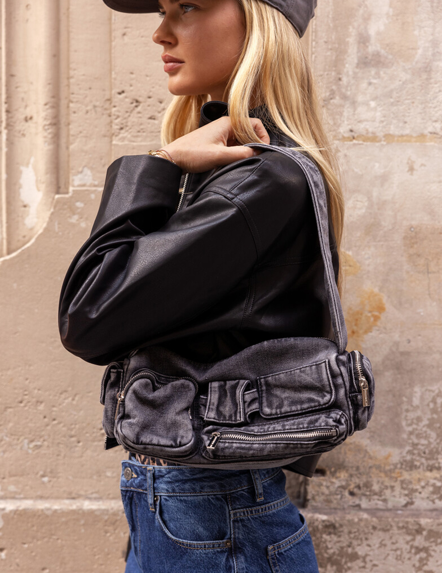 My Jewellery Schoudertas met vakjes en ritsen MJ11960 Grijs