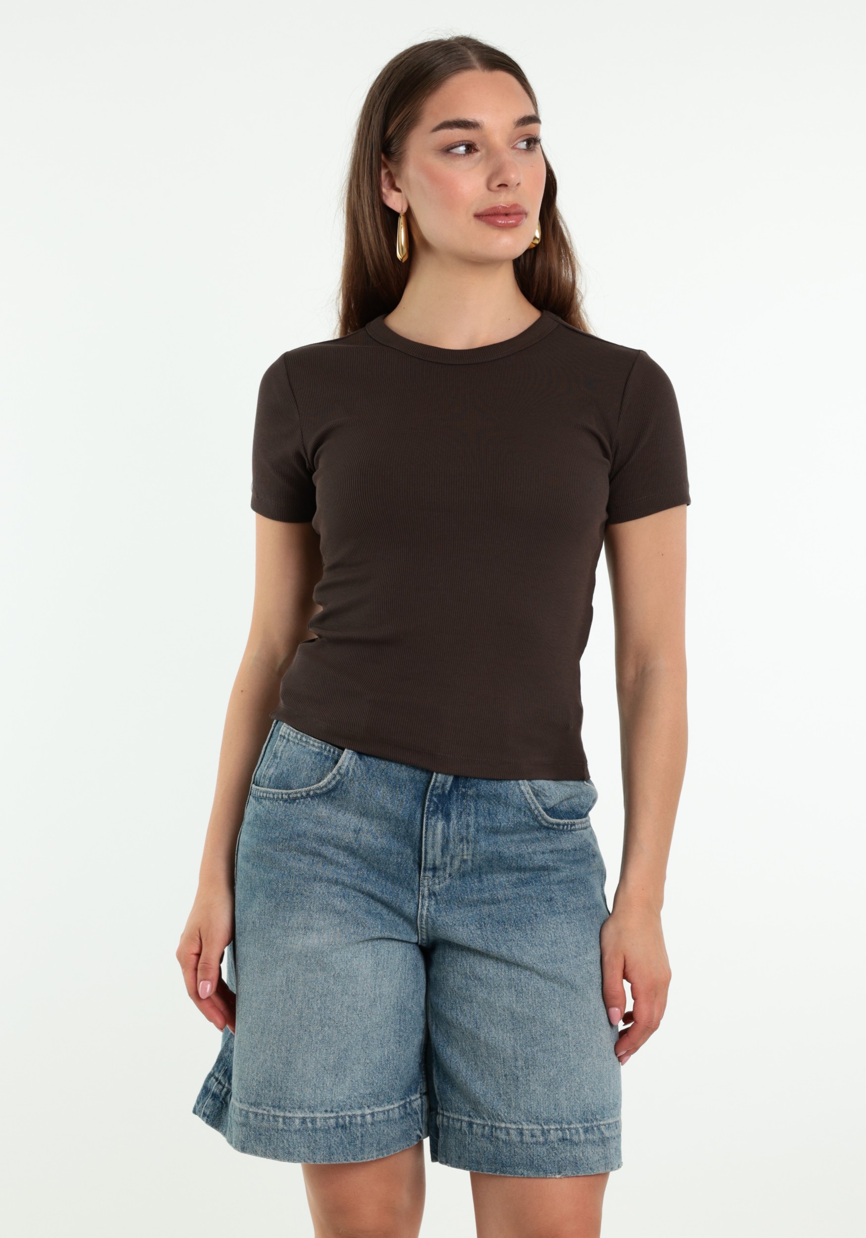 ONLY T-shirt Val 15369240 Midden bruin