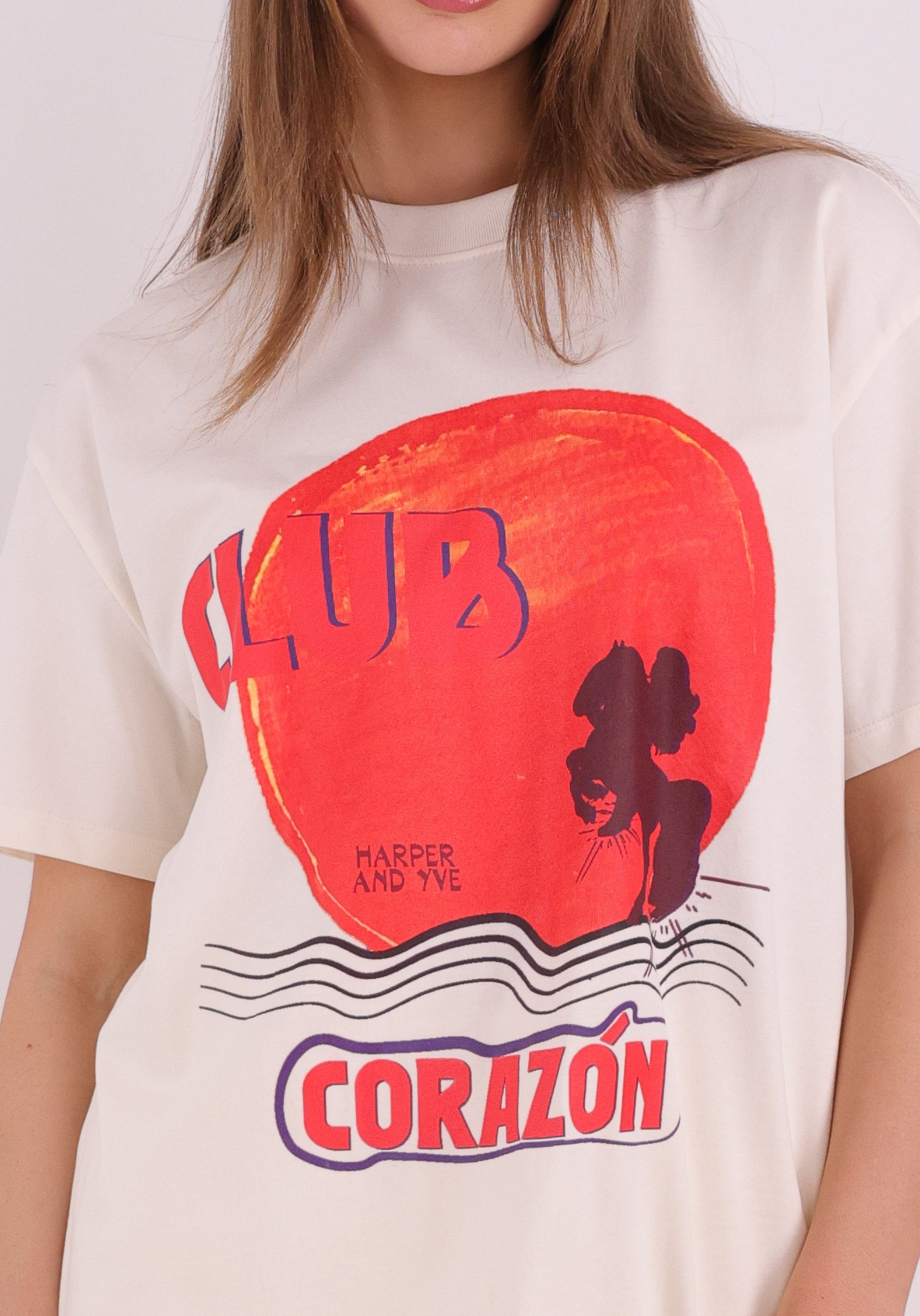 Harper & Yve T-shirt Club corazon SS6Y307 Ecru