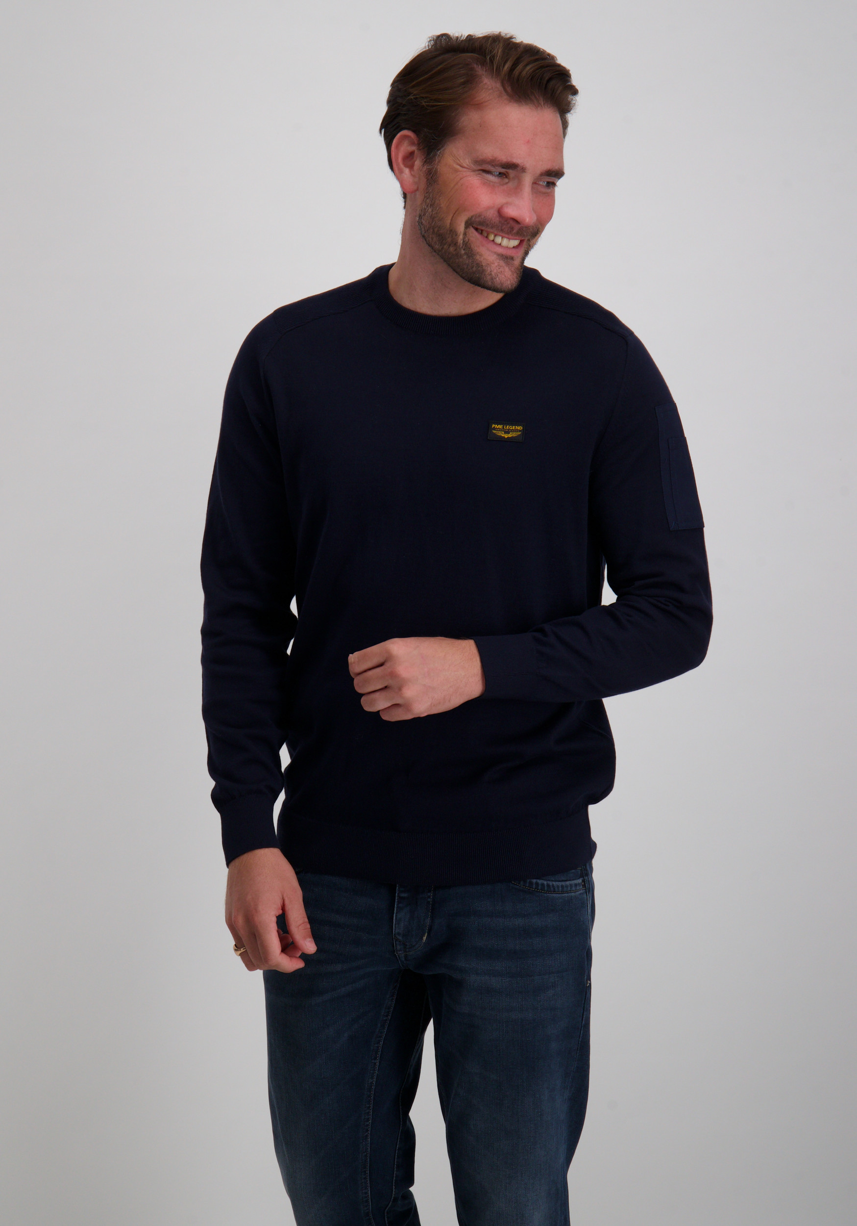 PME Legend Trui American classic PKW0000332 Donker blauw