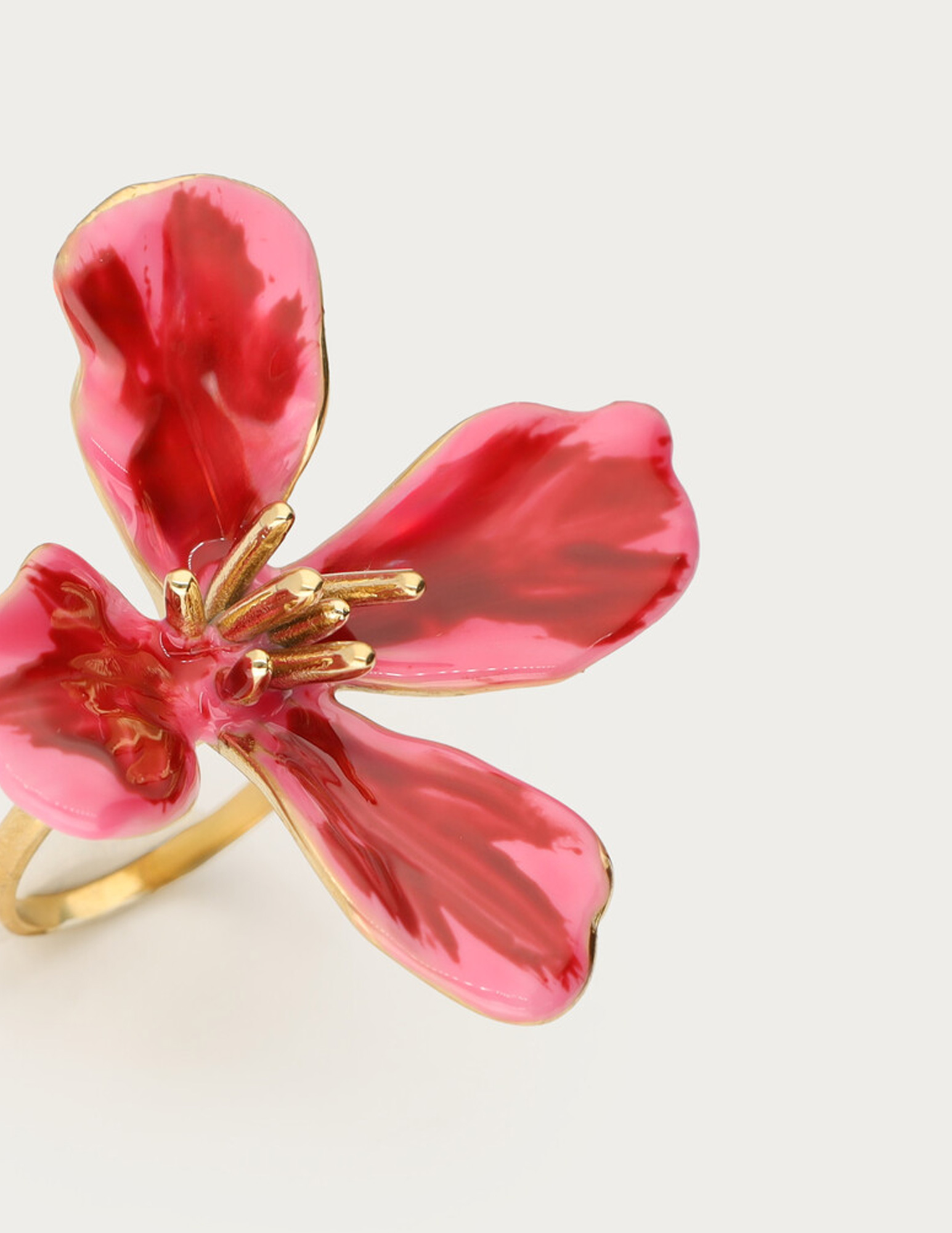My Jewellery Tropical roze statement ring met bloem MJ15623 Goud