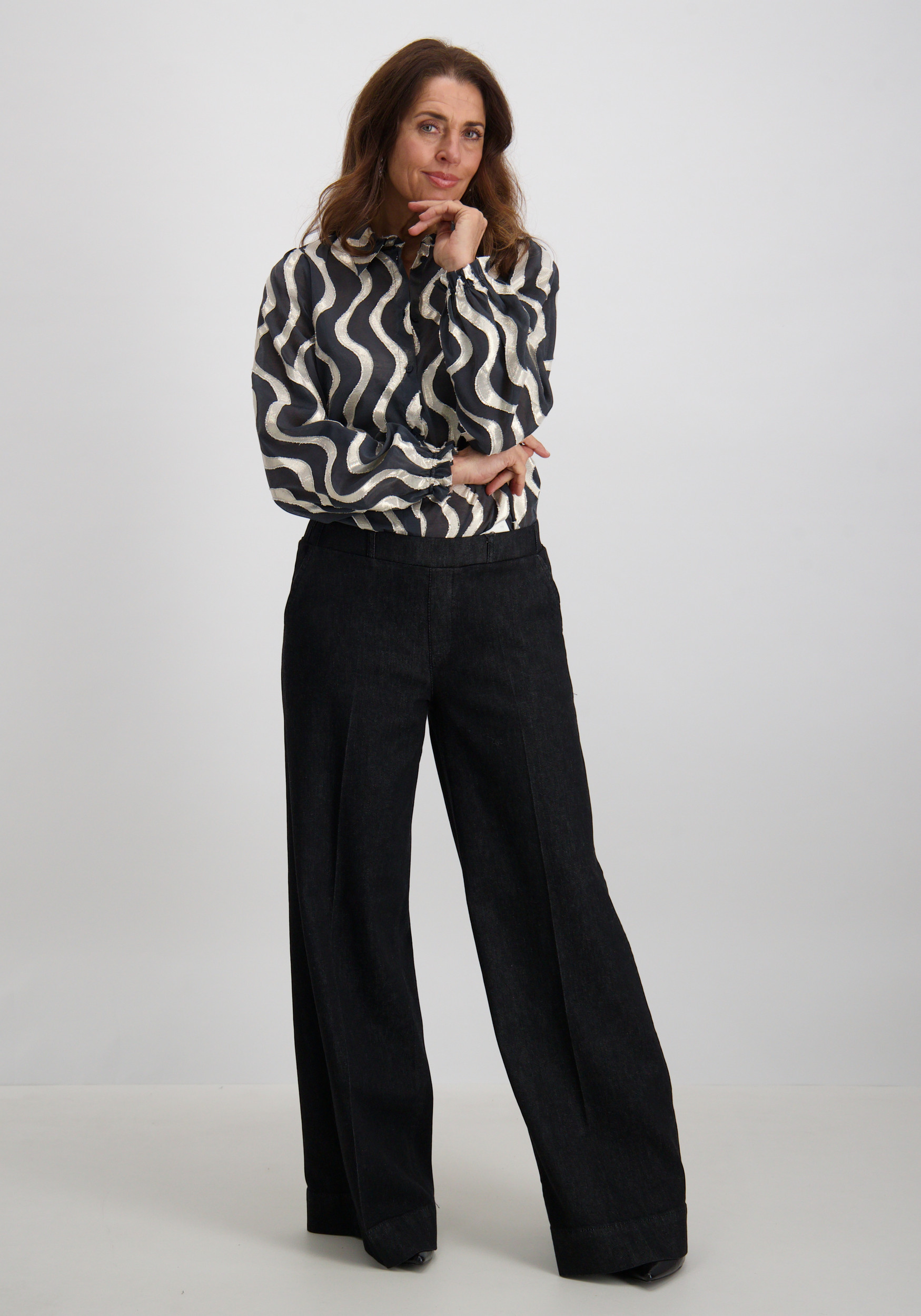 Geisha Blouse all-over print 53915-20 Zwart