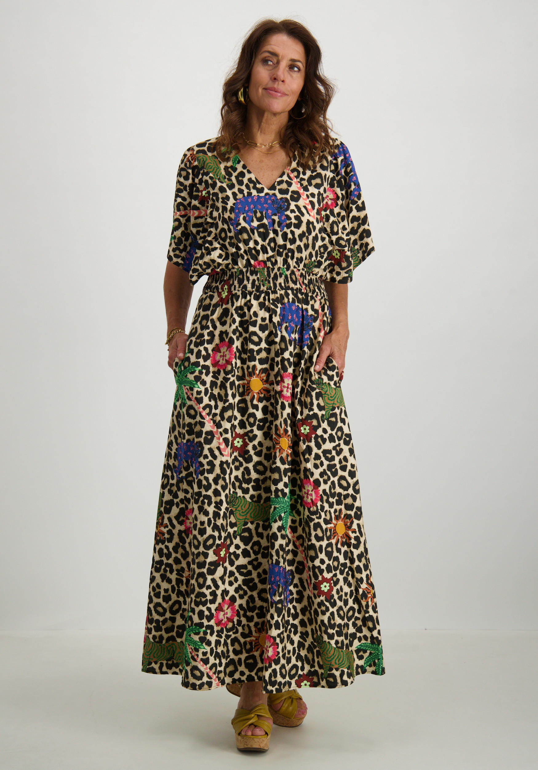 Geisha Jurk panter print 57348-20 Zand