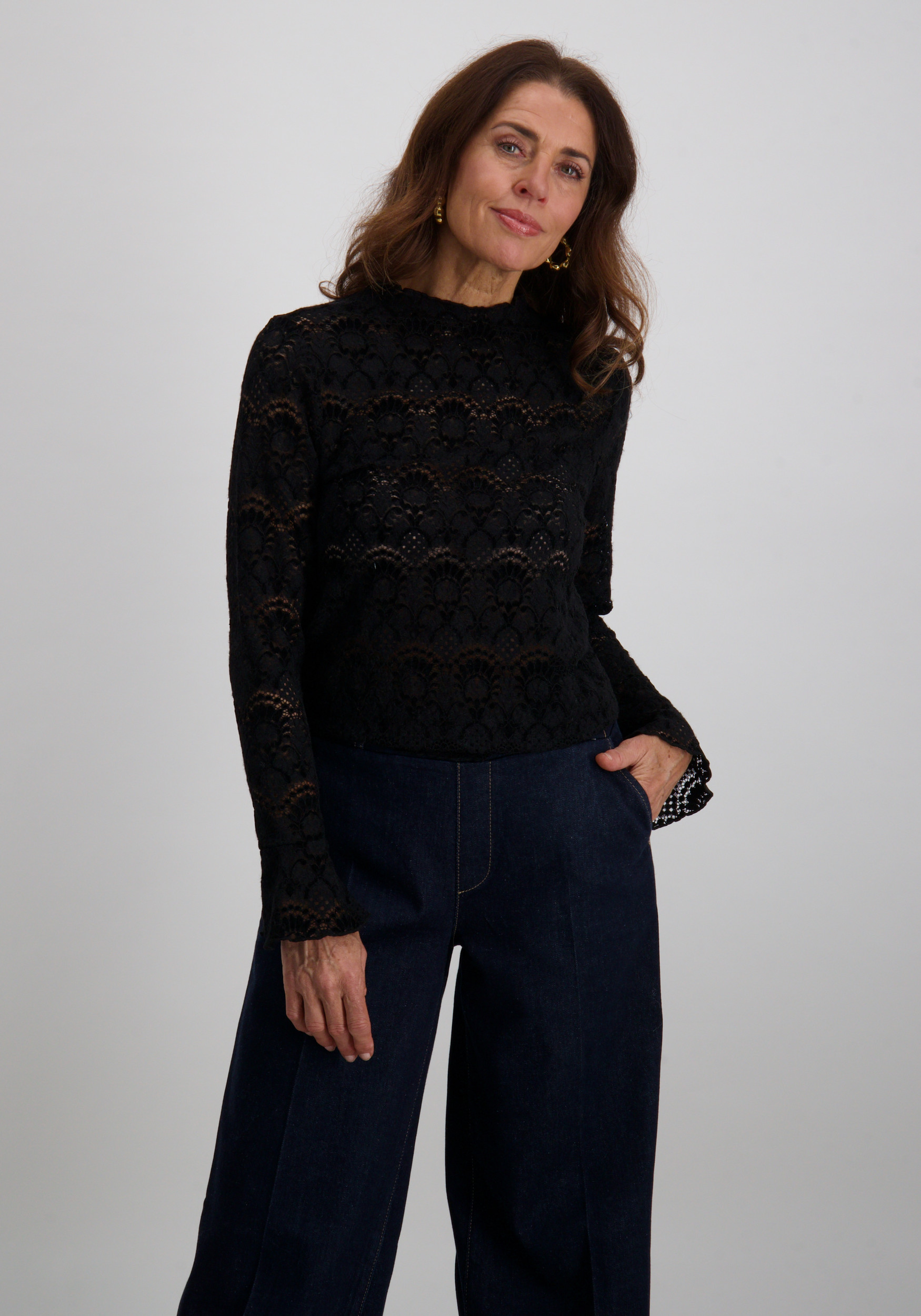 Tramontana Top Brushed lace C56-18-401 Zwart