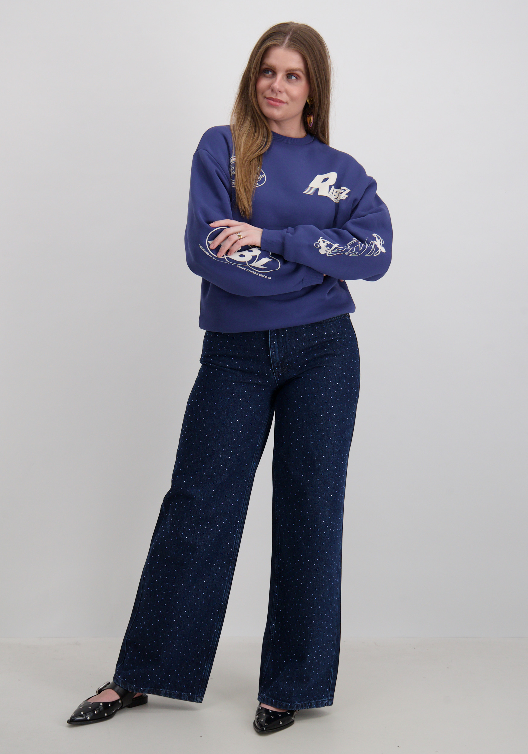 Colourful Rebel Sweater Logo's WS417202 Raf blauw
