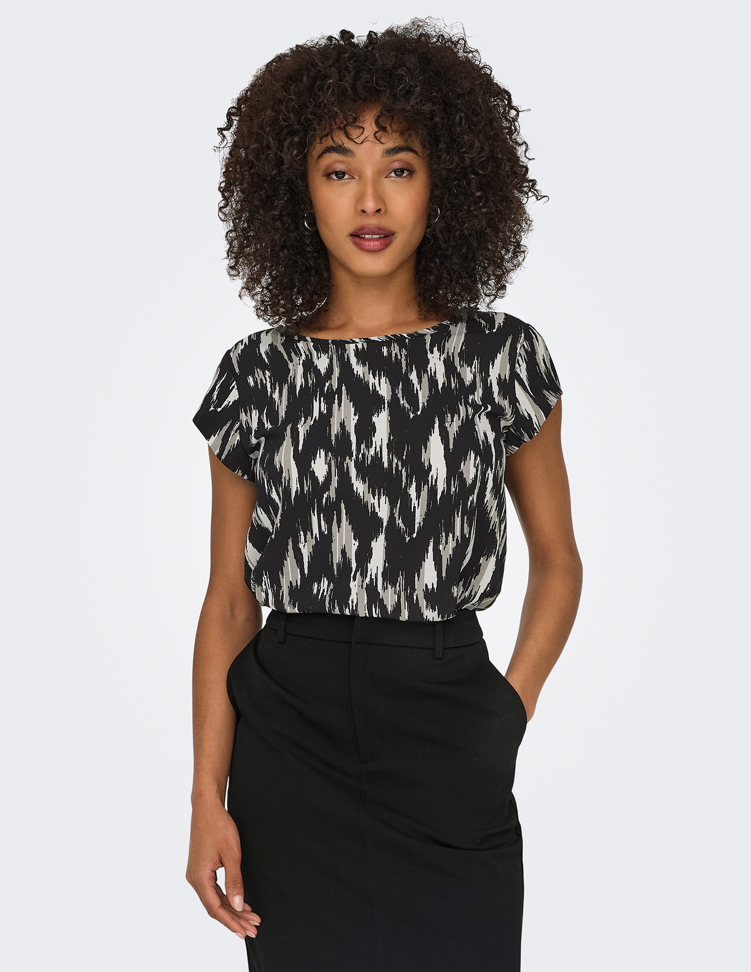 Only Blouse Vic met print 15161116 Antraciet