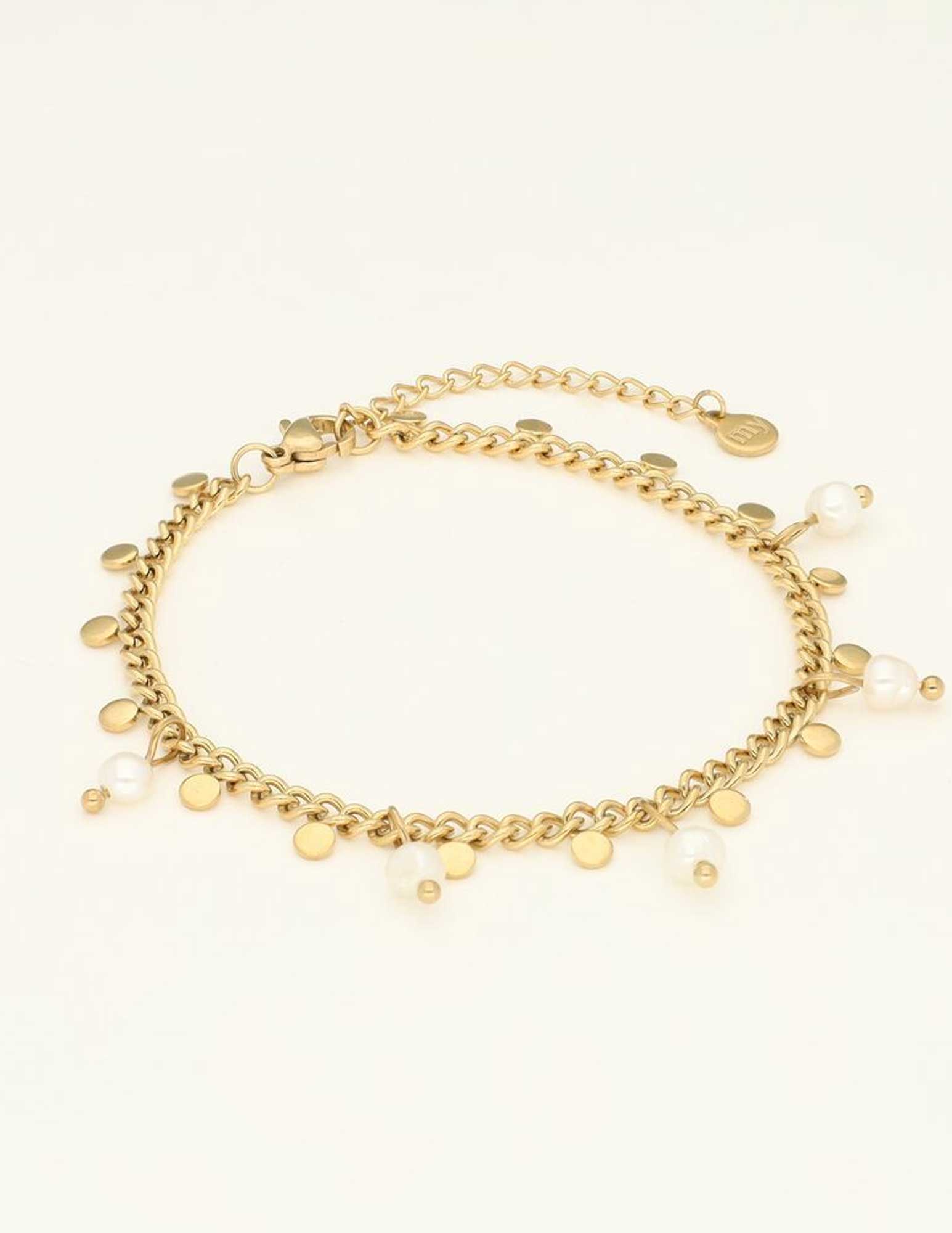 My Jewellery Armband met parels en muntjes MJ09227 Goud