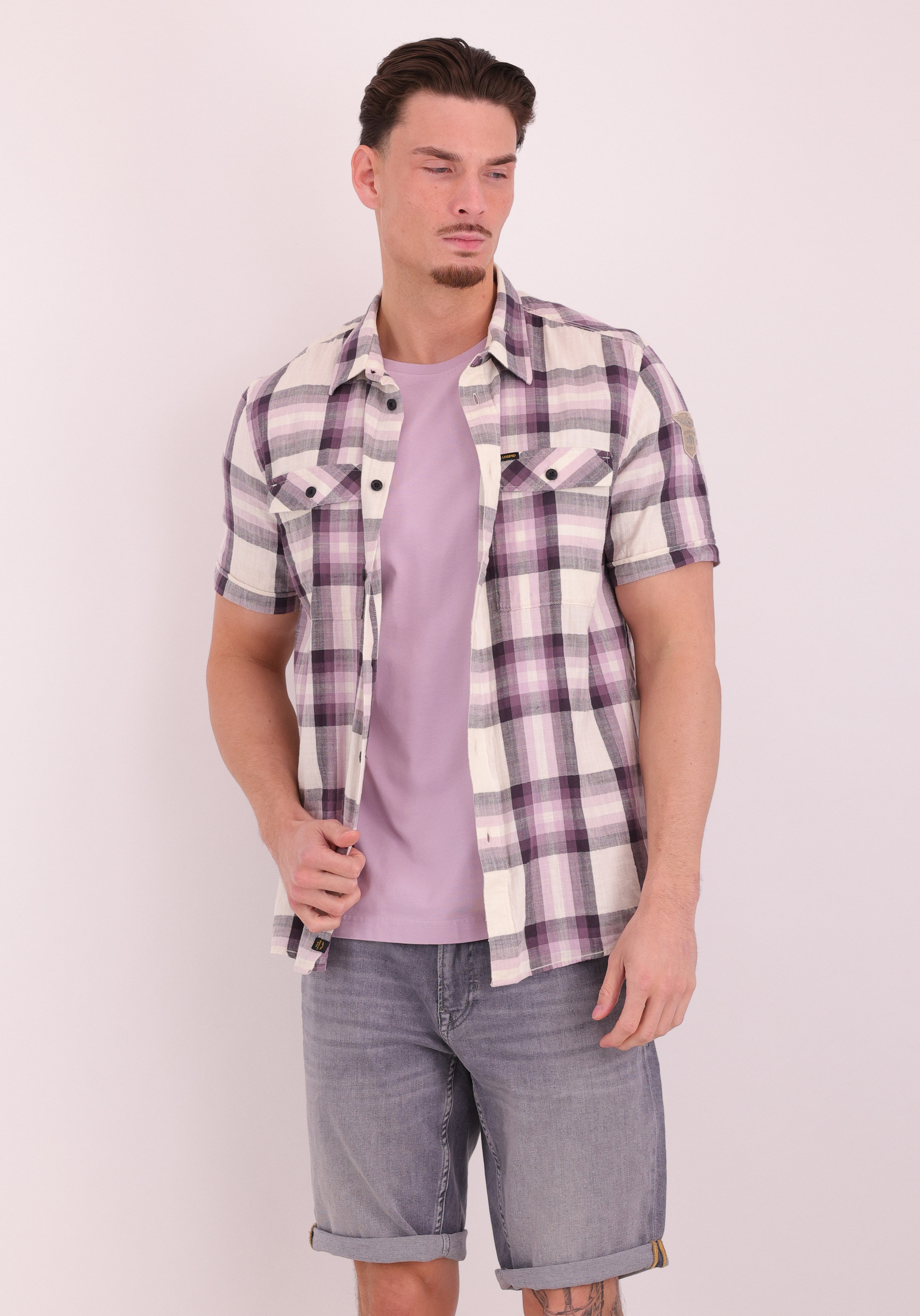 PME Legend Overhemd gerruit PSIS2603258 Licht paars