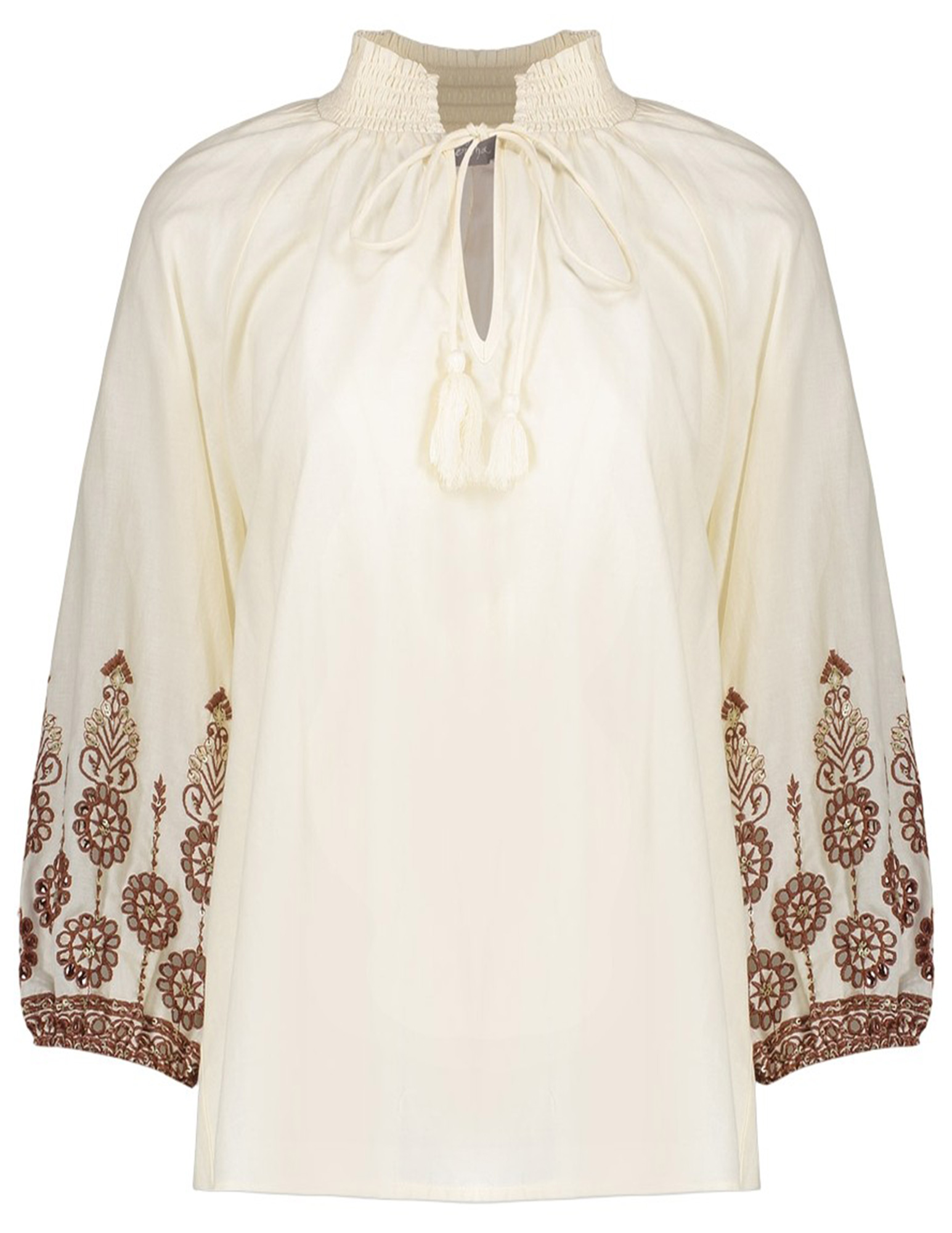Geisha Blouse geborduurde mouwen 63434-26 Wolwit-ecru