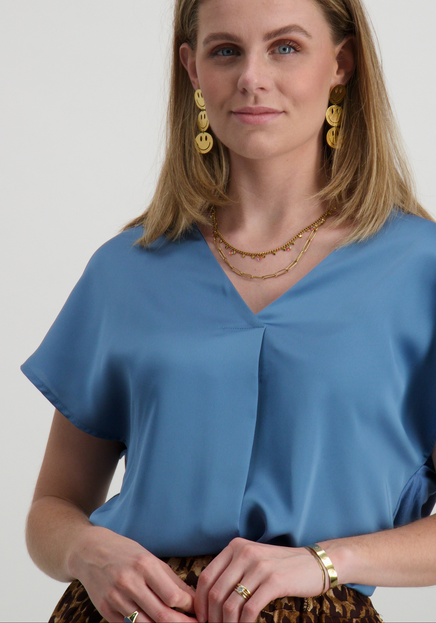 Vila T-shirt Ellette 14089239 Licht blauw