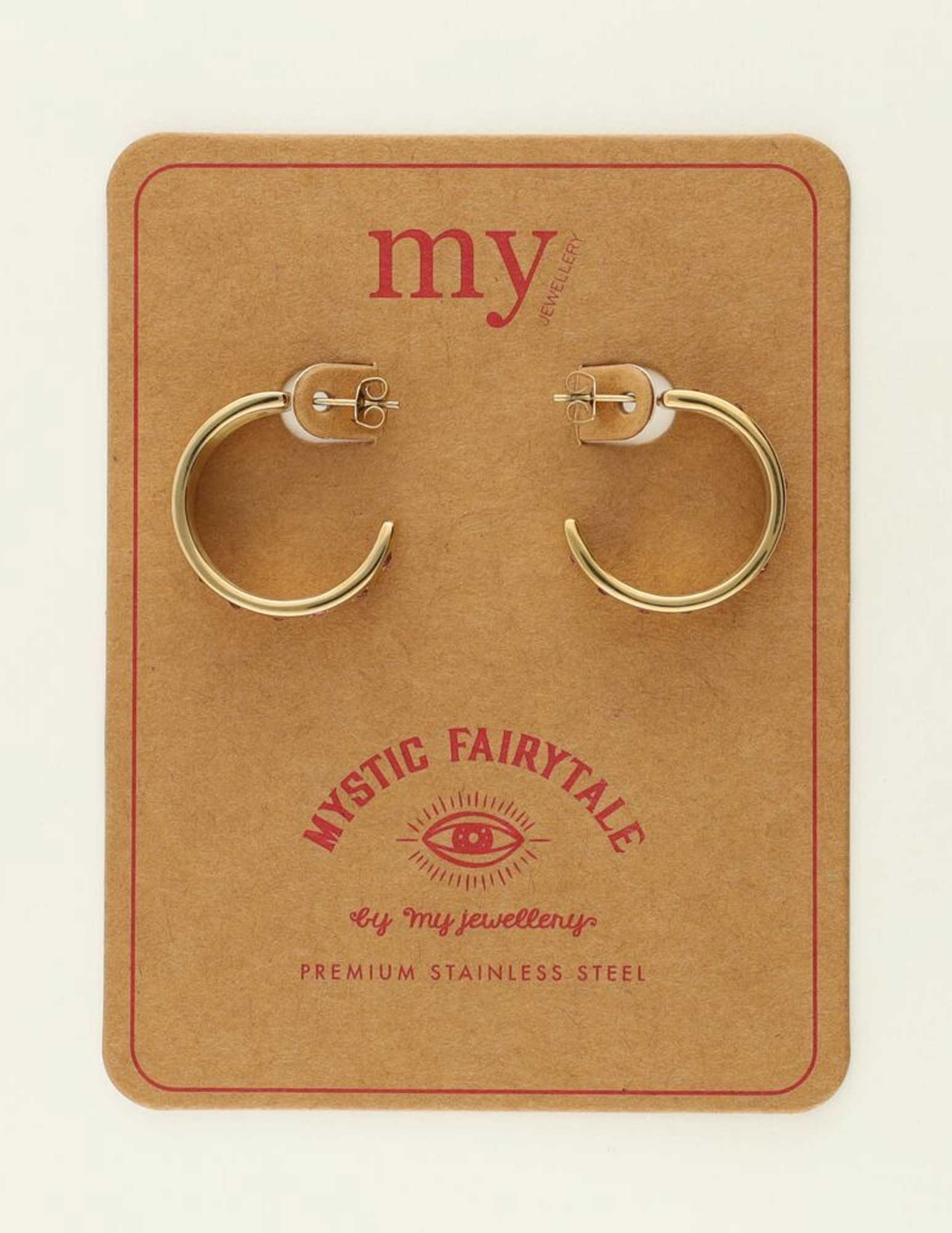 My Jewellery Mystic oorringen met roze steentjes MJ09440 Goud