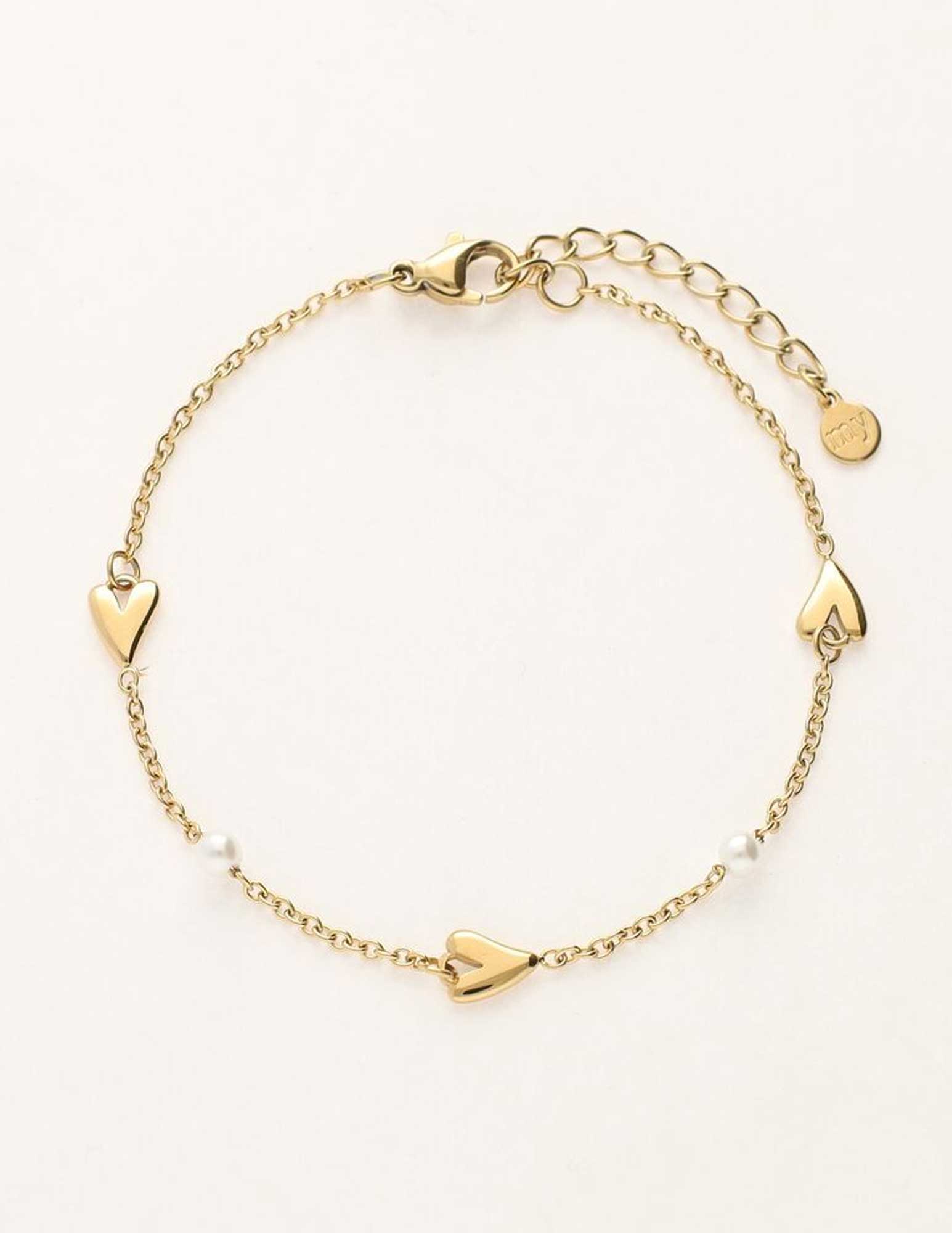 My Jewellery Armband met hartjes en parels MJ10144 Goud