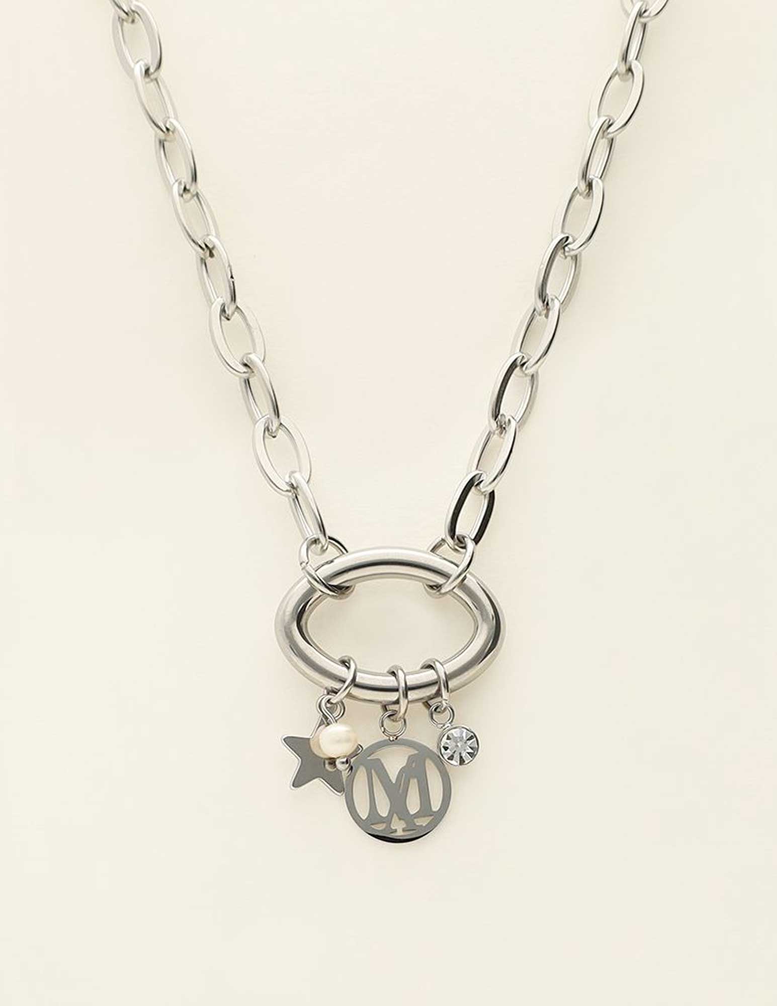 My Jewellery Ketting met bedels en parel MJ09234 Zilver