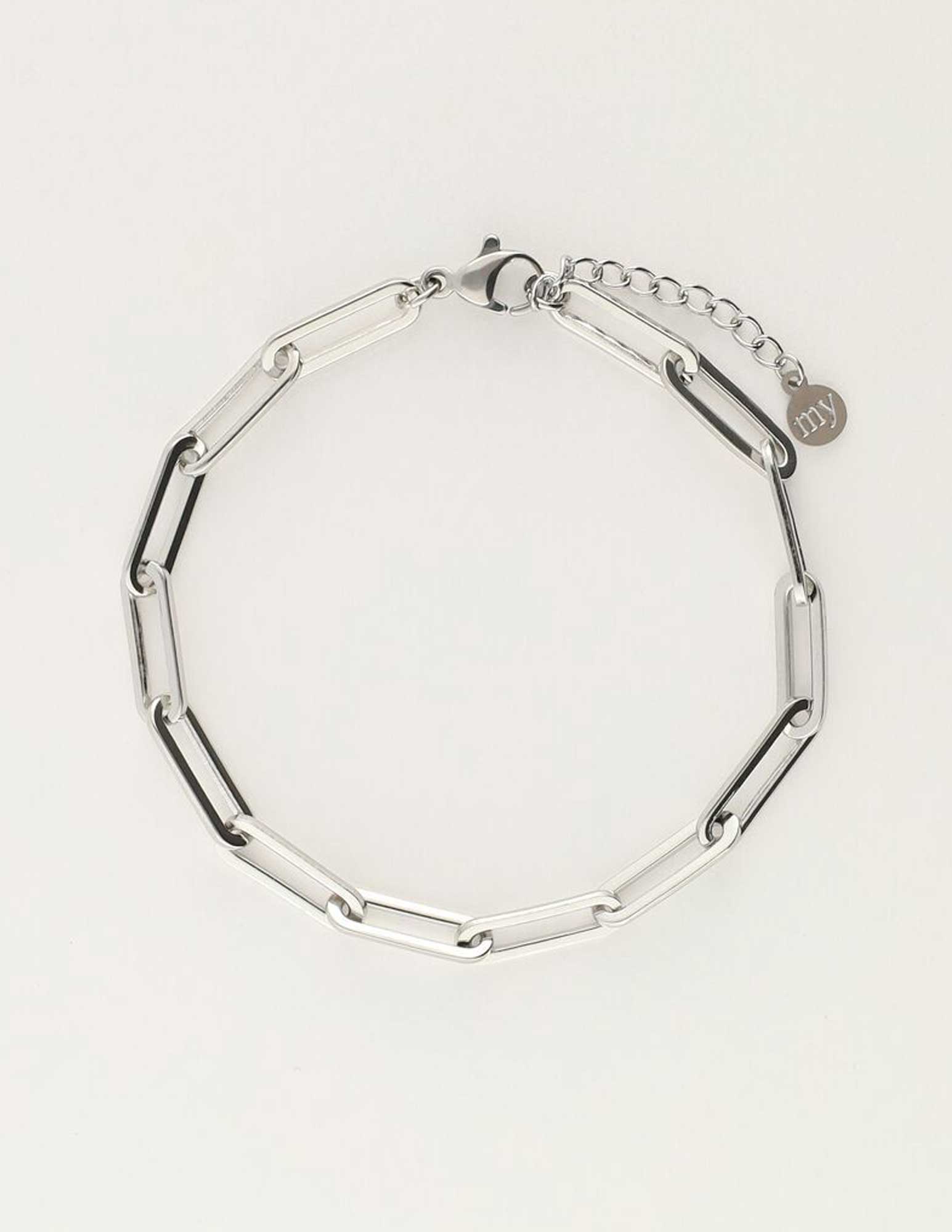 My Jewellery Armband met grote vierkante schakels MJ10401 Zilver